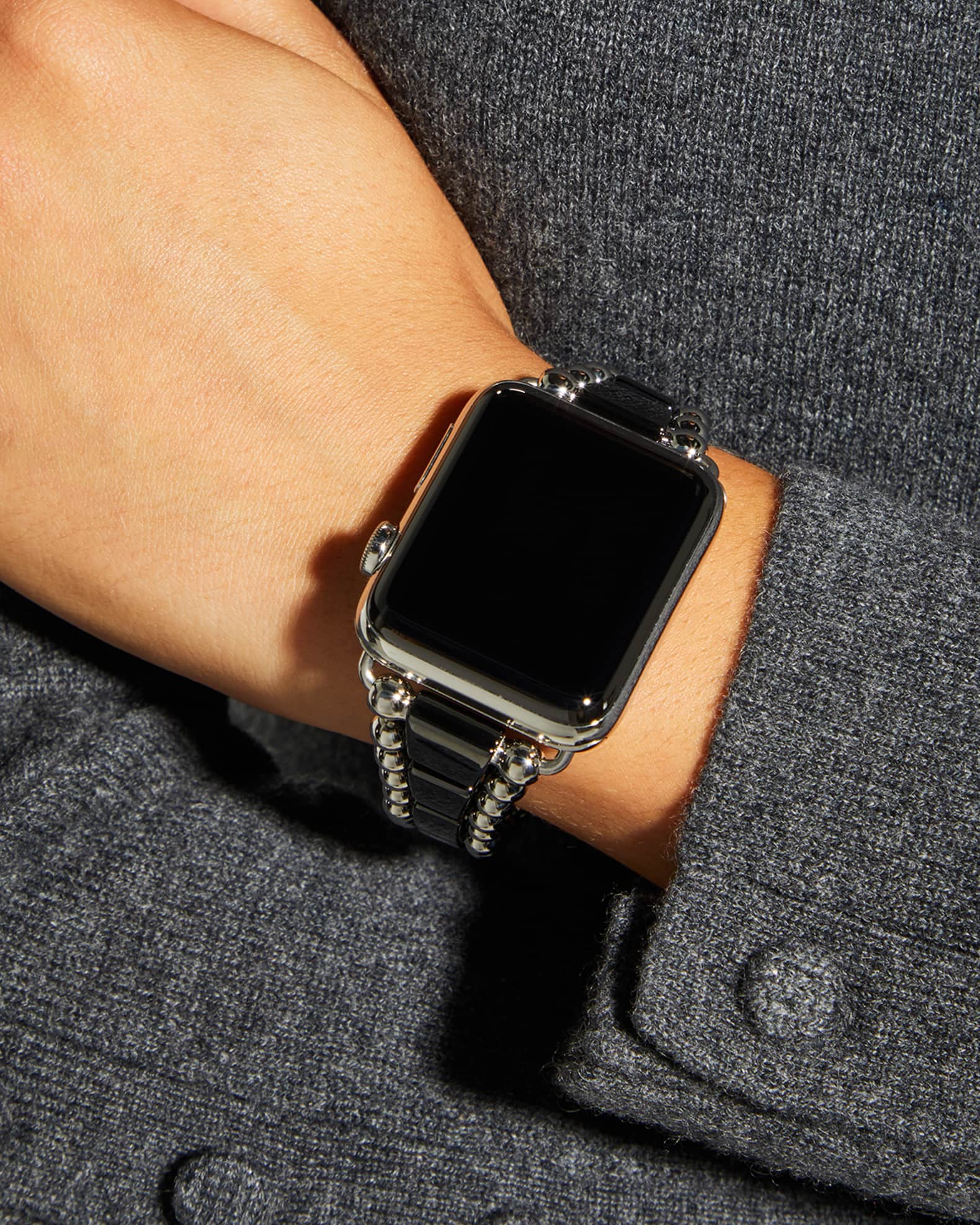 Smart Caviar Black Apple Watch Bracelet, 42mm-49mm 1