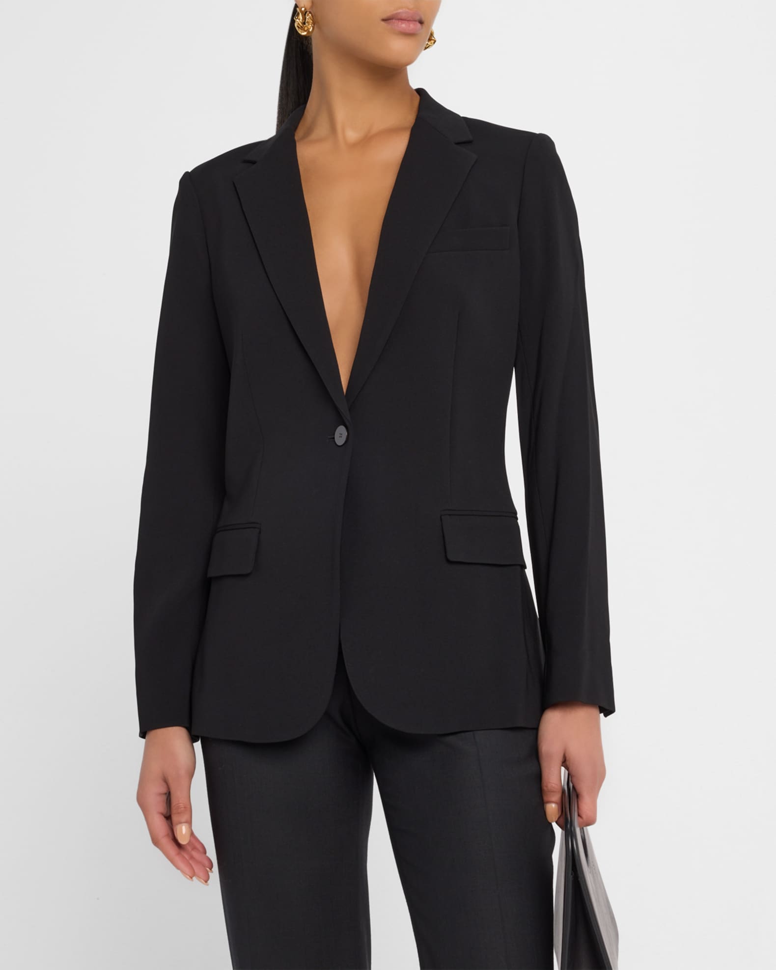 Admiral Crepe One-Button Staple Blazer | Neiman Marcus