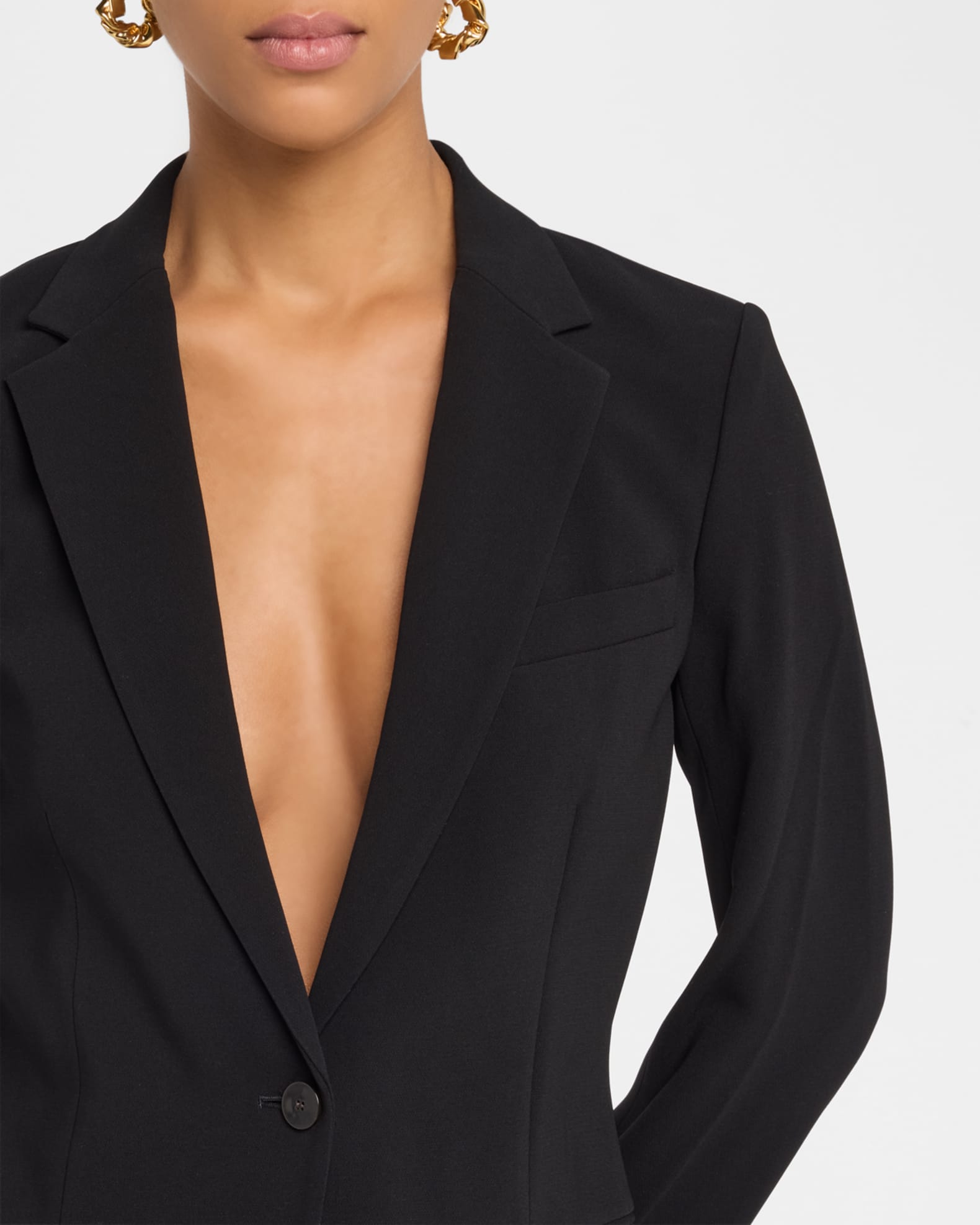 Admiral Crepe One-Button Staple Blazer | Neiman Marcus