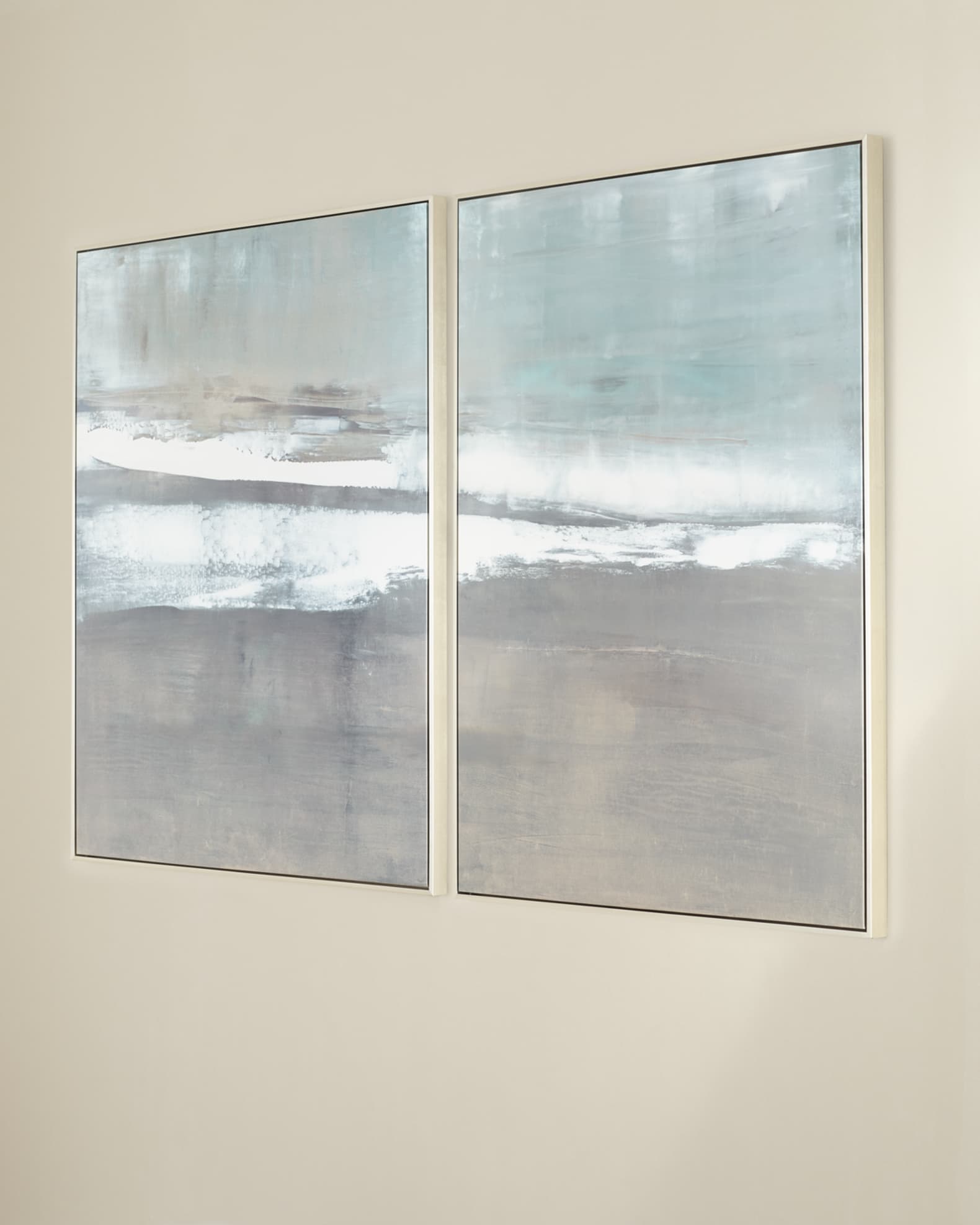 "Oceans Apart" Giclee Diptych In Classic Sterling Float Frame, Hand-Embellished 1