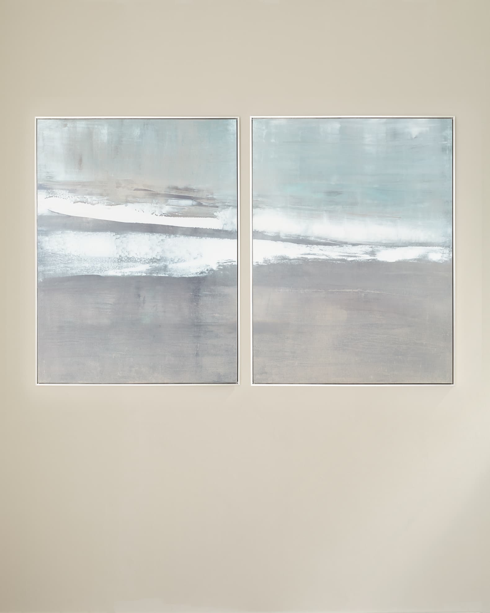 "Oceans Apart" Giclee Diptych In Classic Sterling Float Frame, Hand-Embellished 0