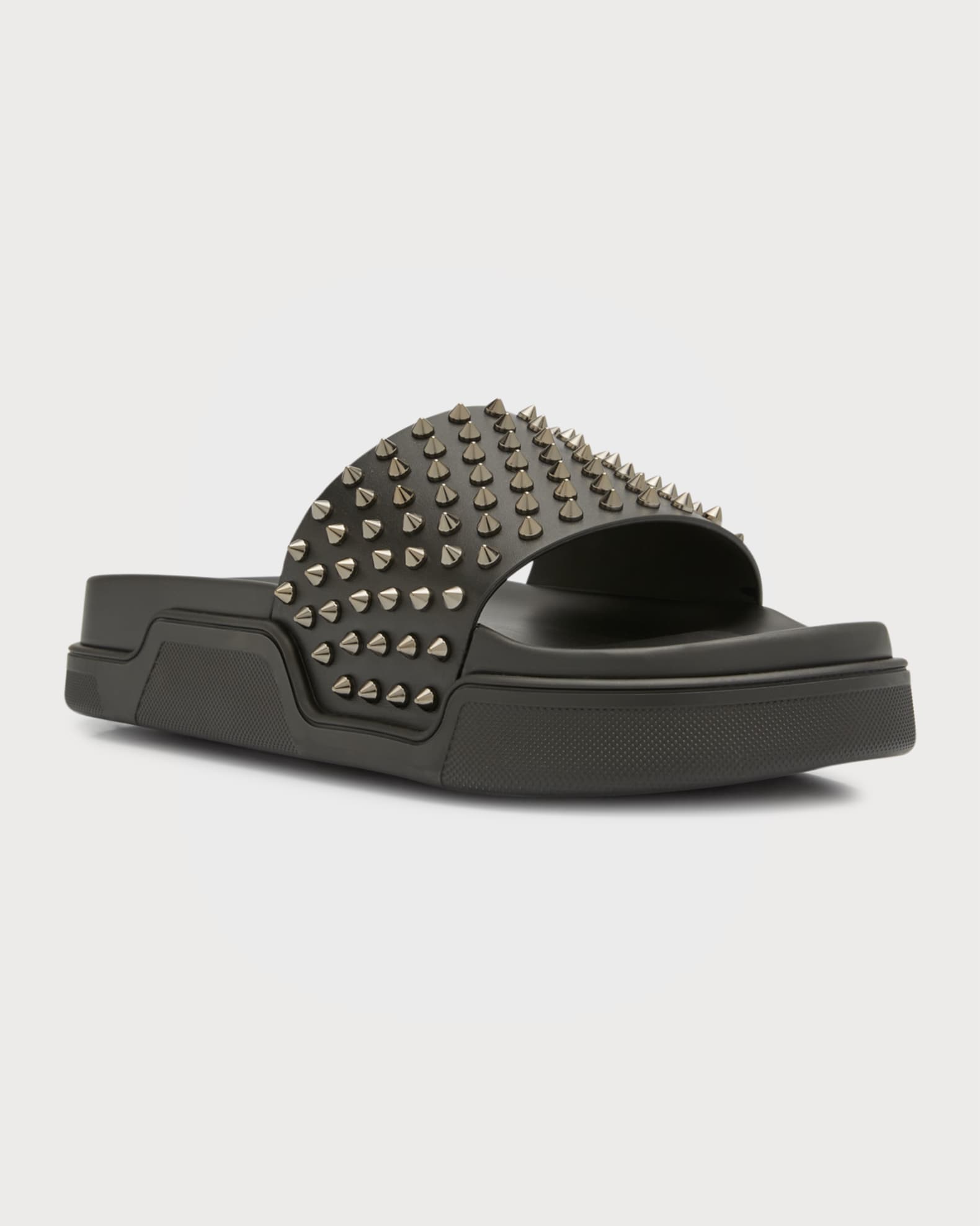 Christian Louboutin Men's Pool Fun Spiked Leather Slide Sandals ...
