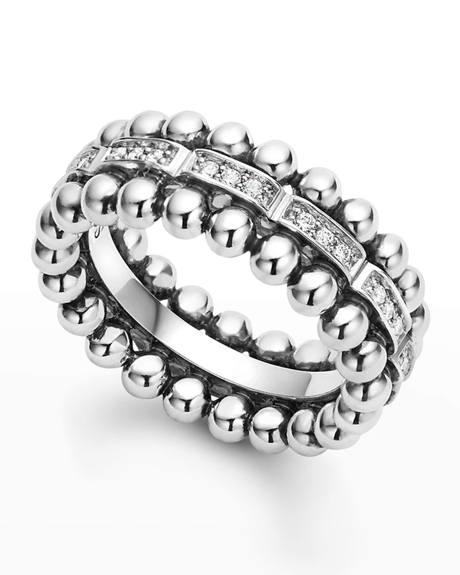 LAGOS Caviar Spark Diamond Classic Band Ring, Size 6-8