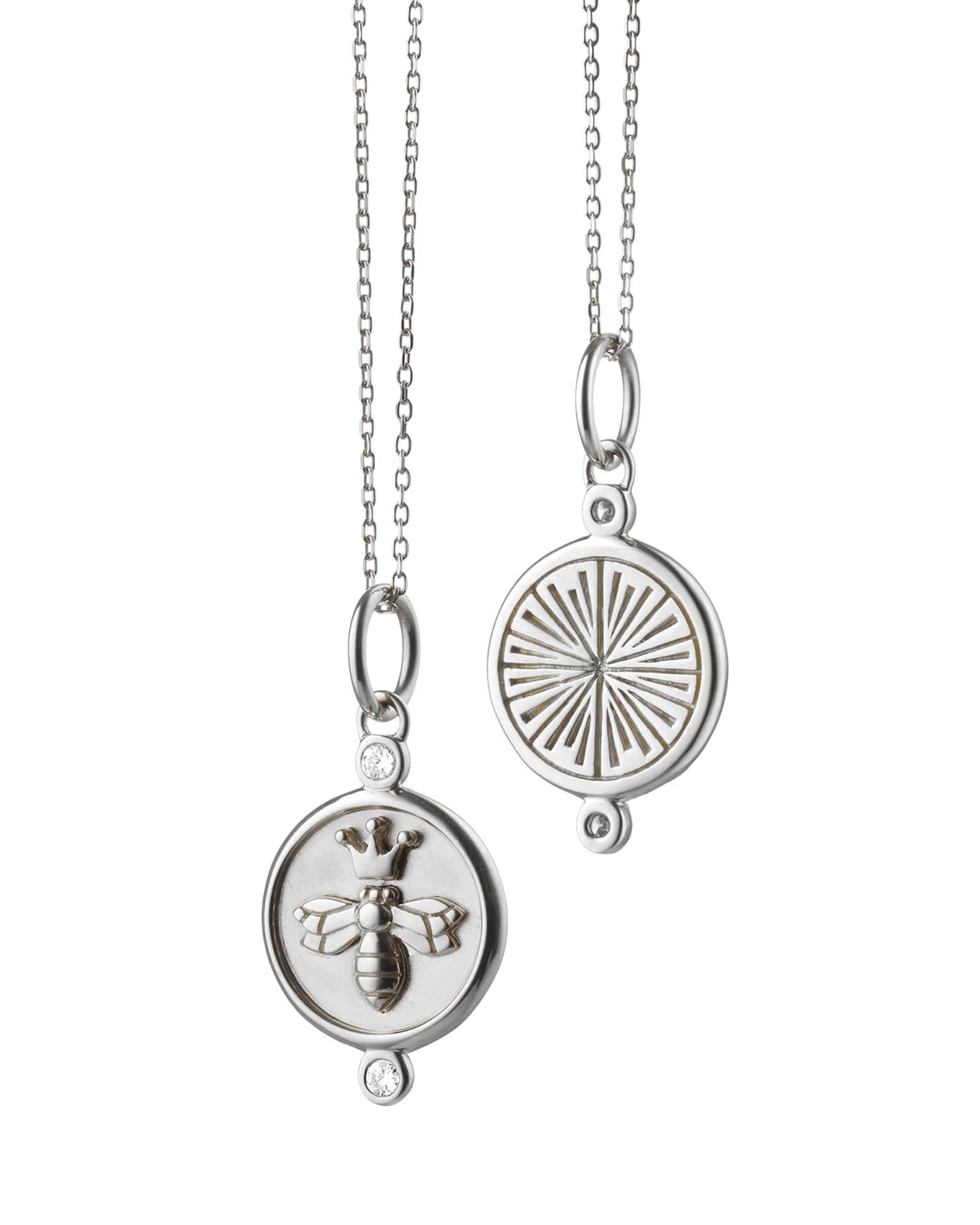 Sterling Silver Queen Bee Charm Necklace with White Sapphire 0