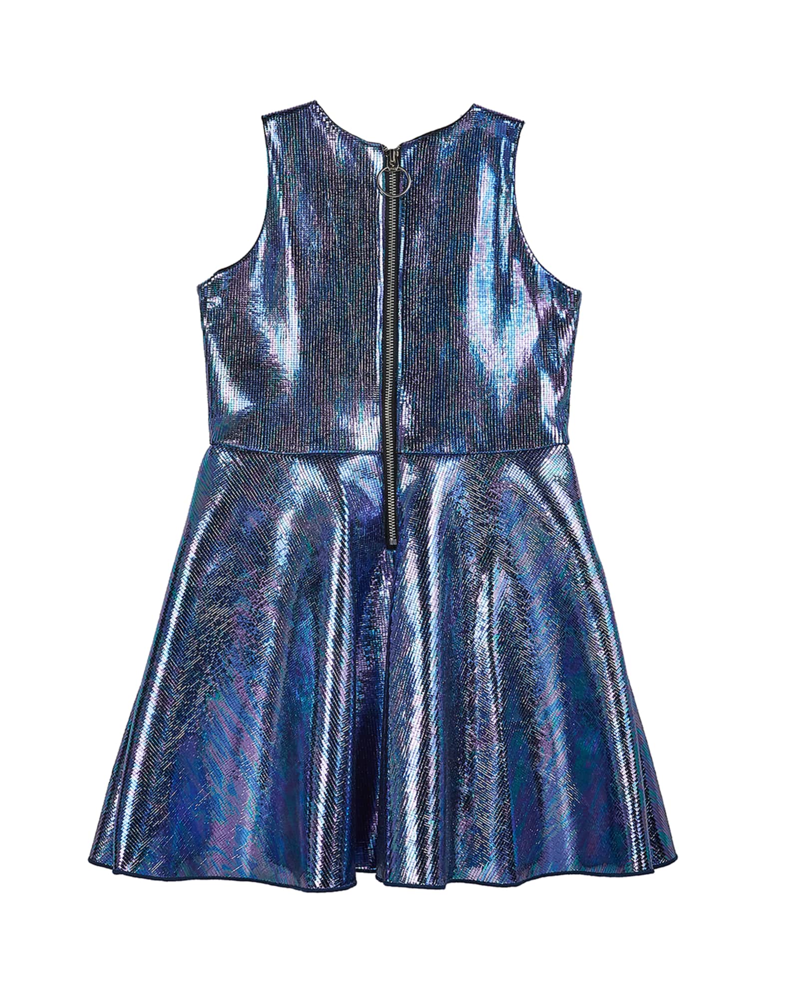 Girl's Metallic Foil Pocket Swing Dress 1