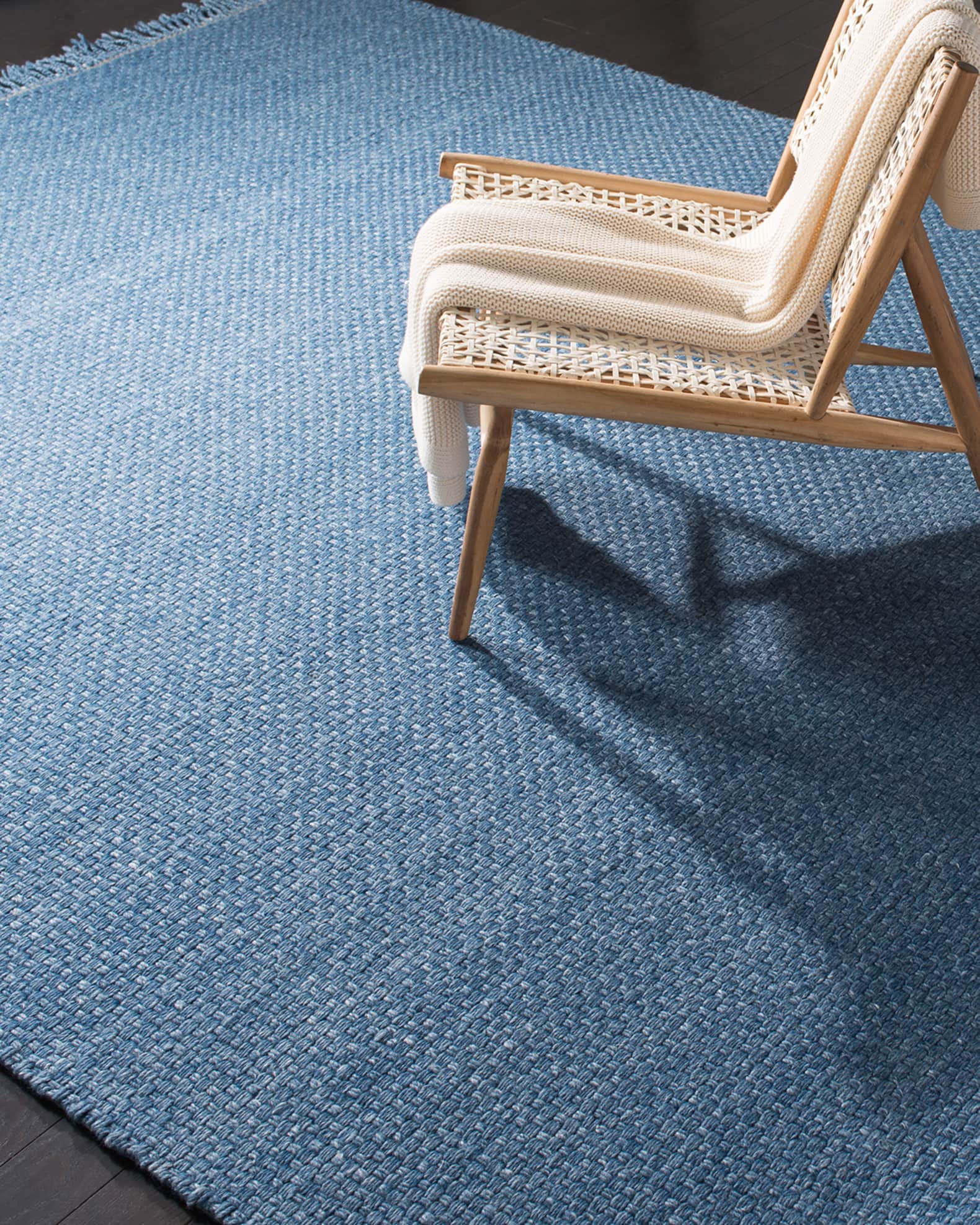 Amalie Blue HandWoven Flat Weave Rug Neiman Marcus