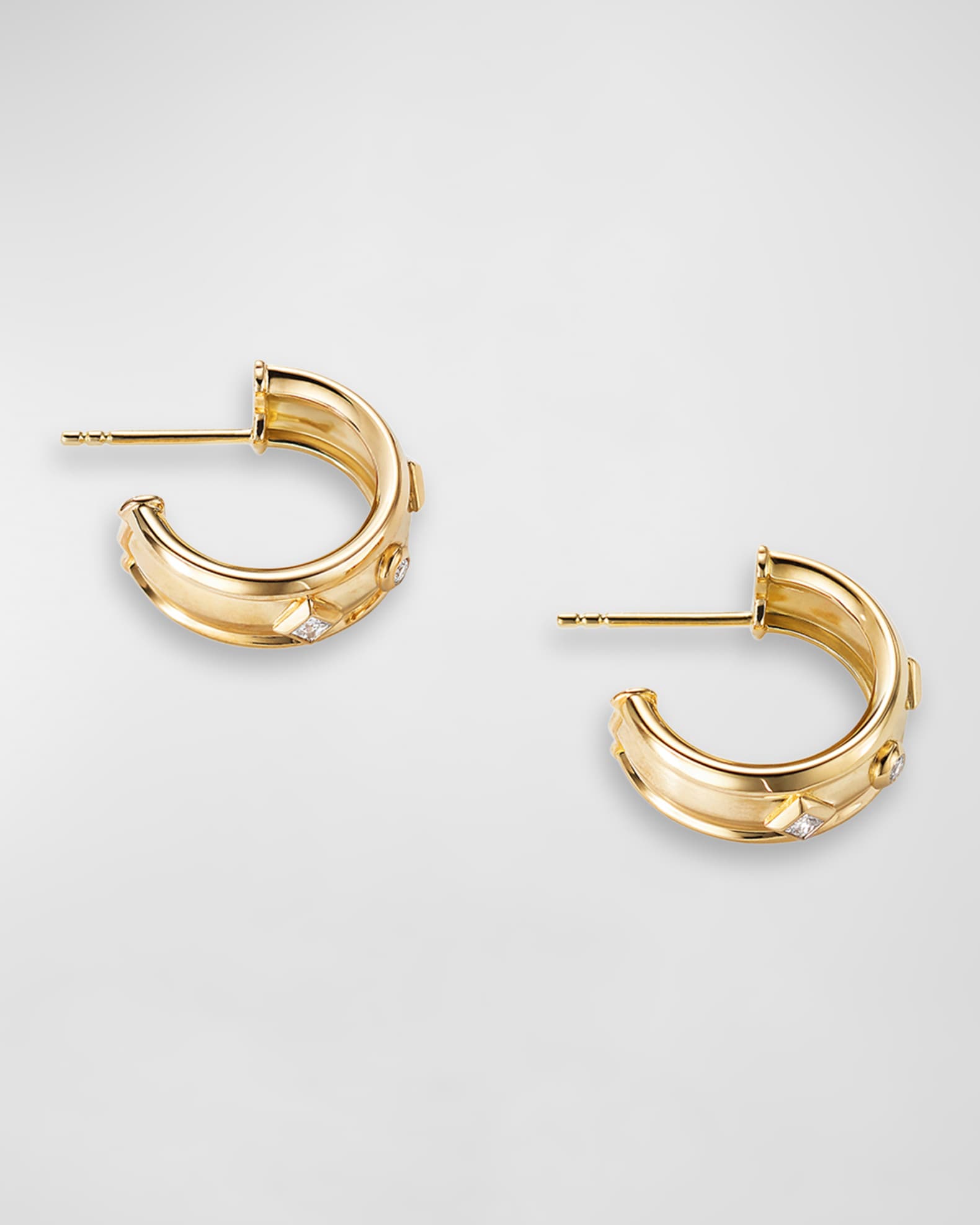 David Yurman 18k Modern Renaissance Hoop Earrings w/ Diamonds | Neiman ...