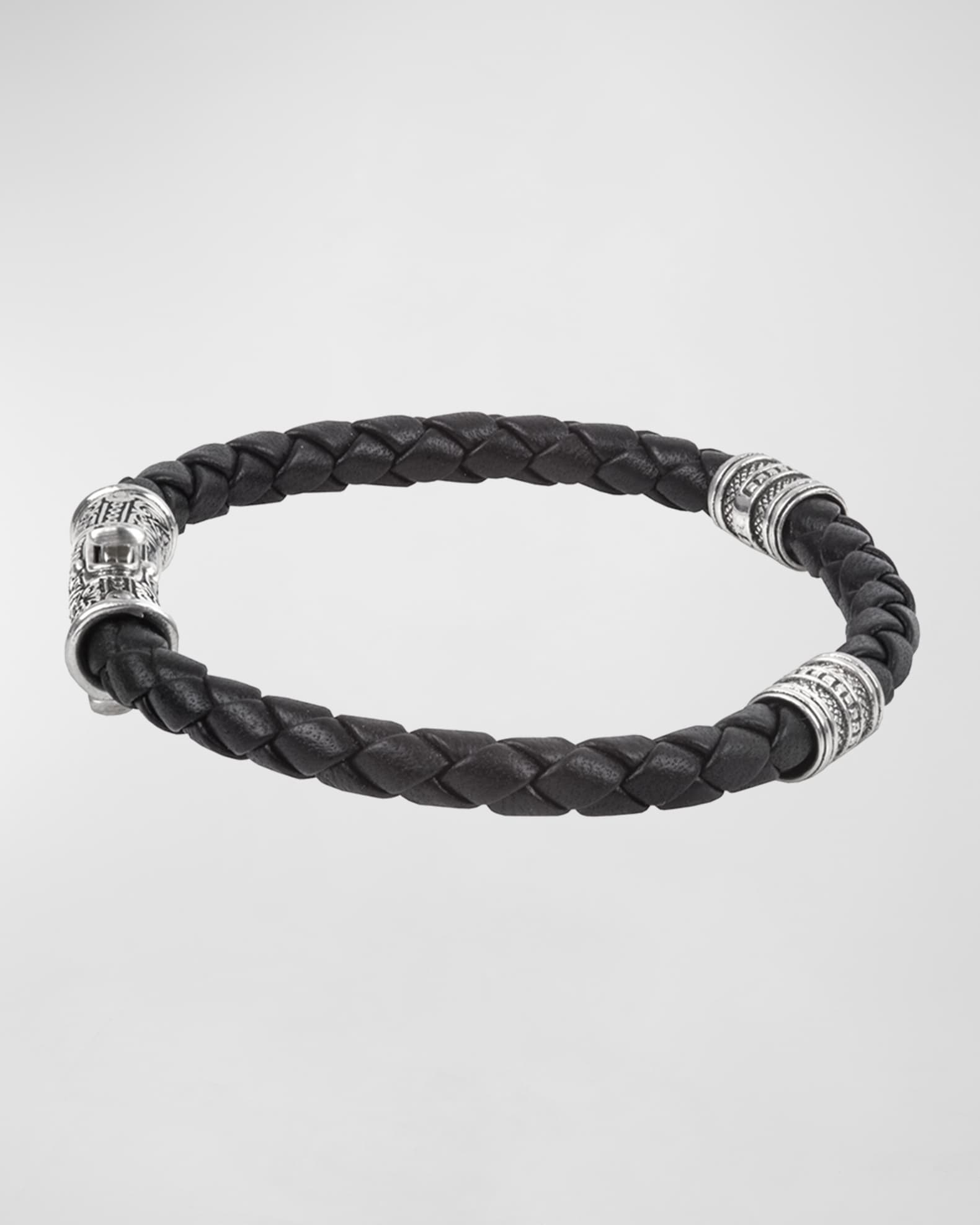 Konstantino Sterling Silver Braided Leather Bracelet | Neiman Marcus