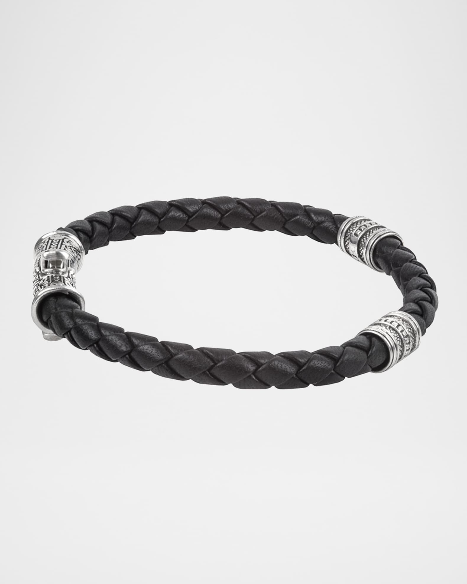 Konstantino Sterling Silver Braided Leather Bracelet | Neiman Marcus
