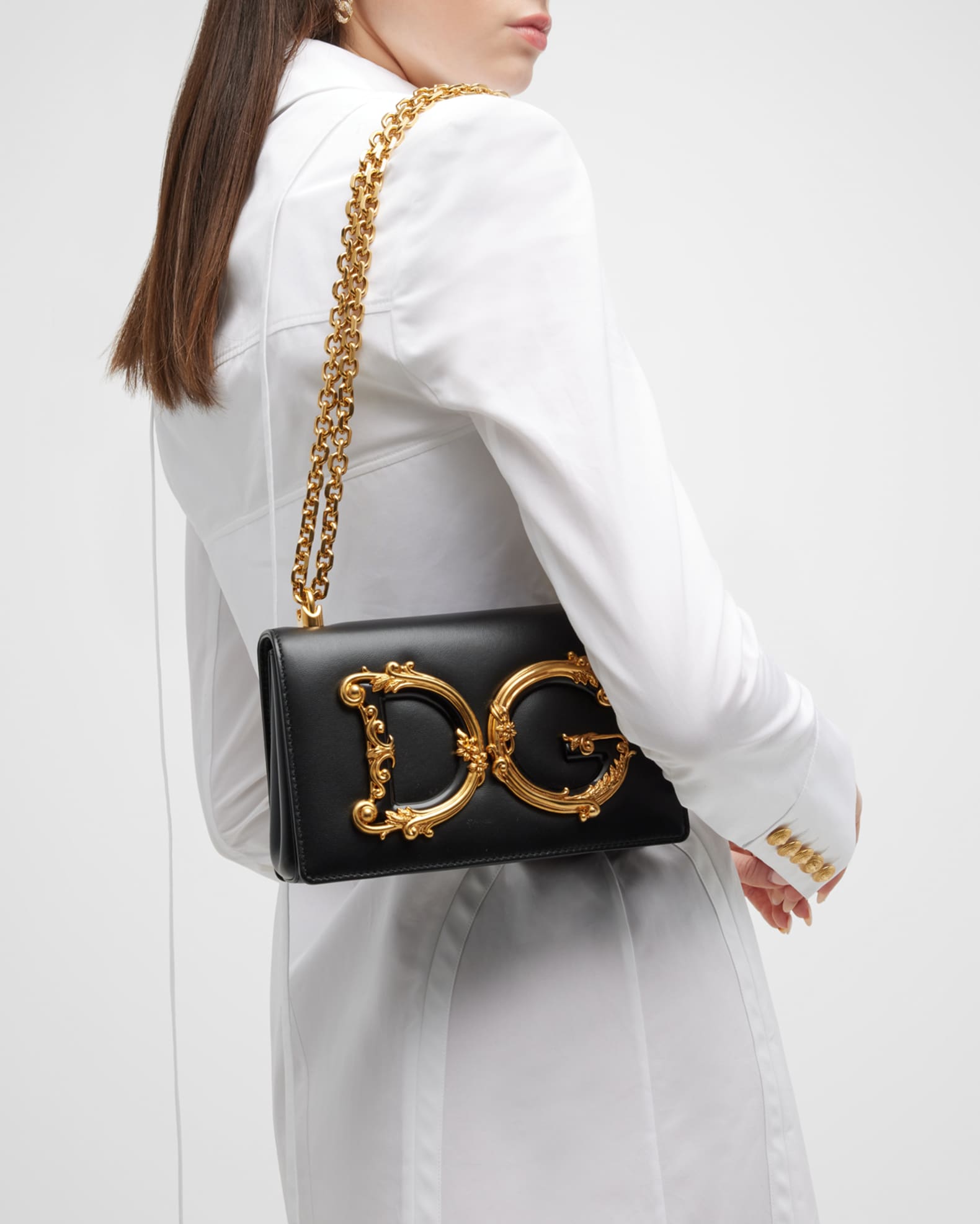 Dolce Gabbana Baroque Small Leather Crossbody Bag Neiman Marcus