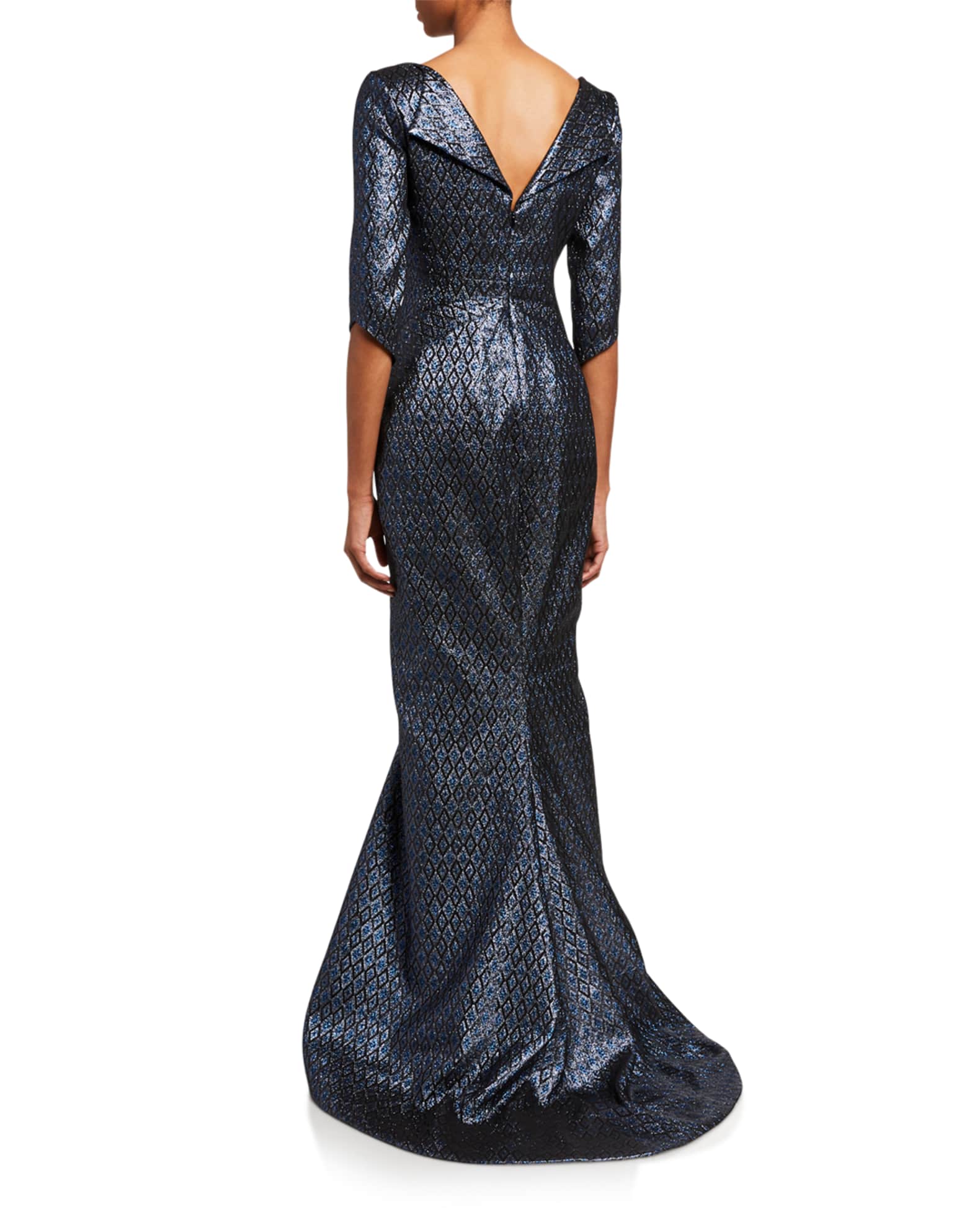 Zac Posen V-Neck Floral Jacquard Gown | Neiman Marcus