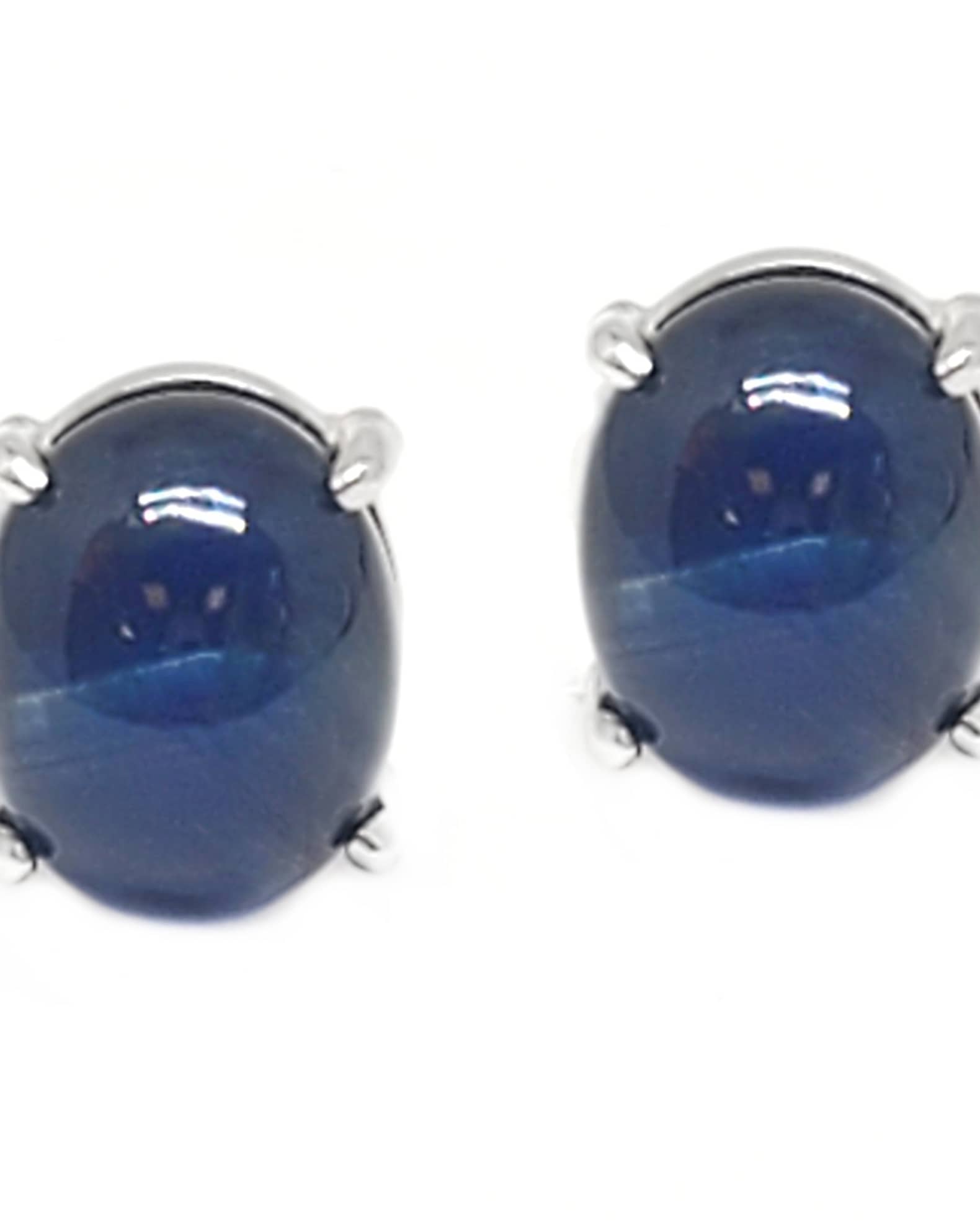 Blue Sapphire Cabochon Stud Earrings  0