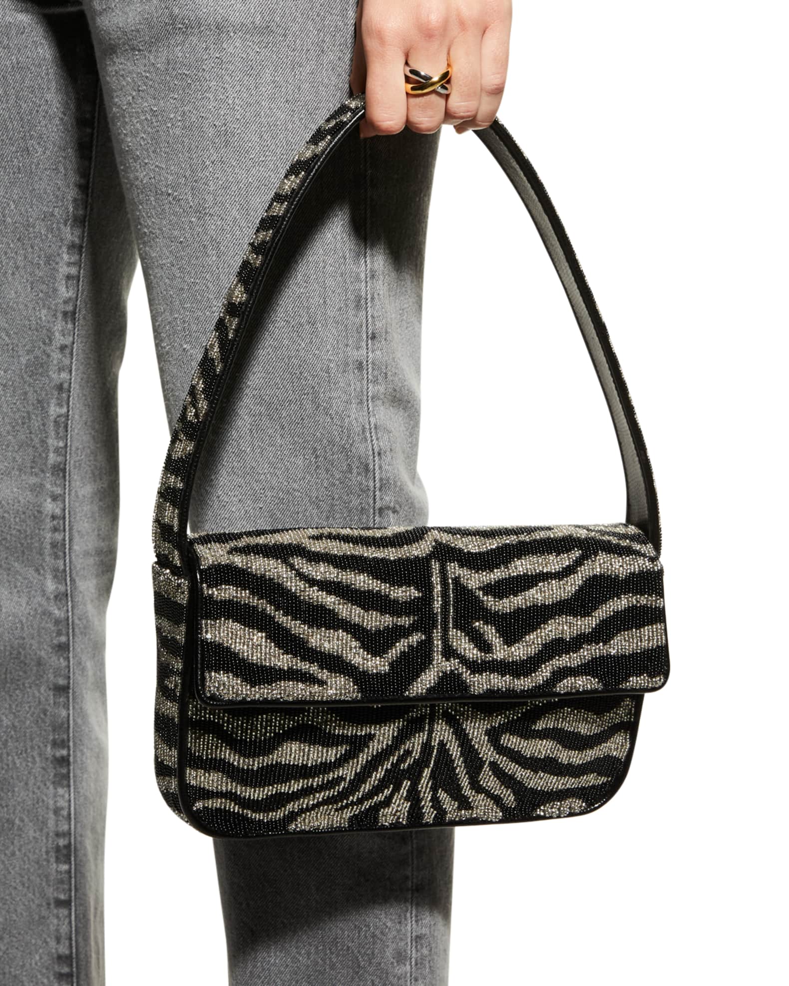 STAUD Tommy Two Tone Beaded Shoulder Bag Neiman Marcus