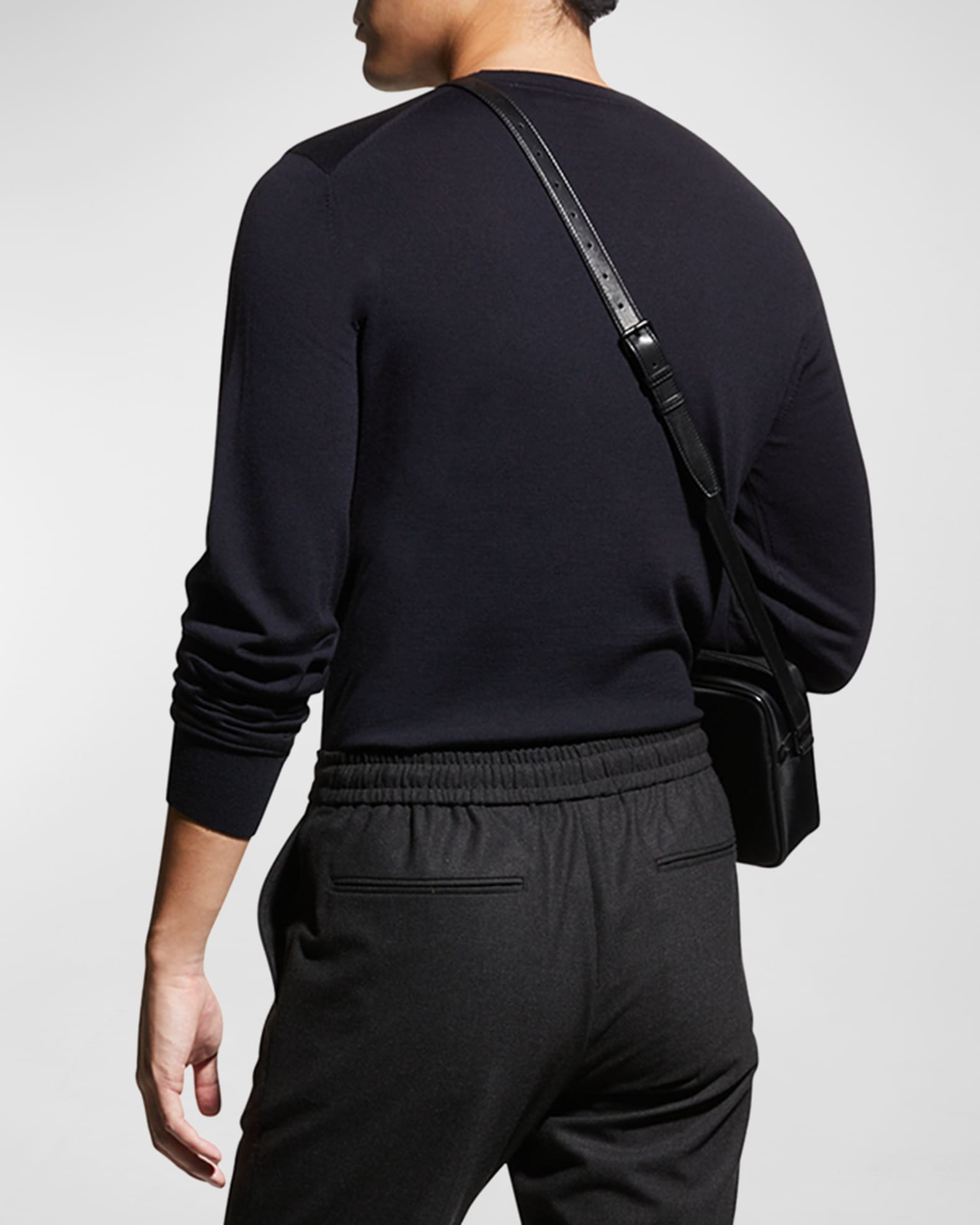 Black Regal Wool Crewneck Sweater