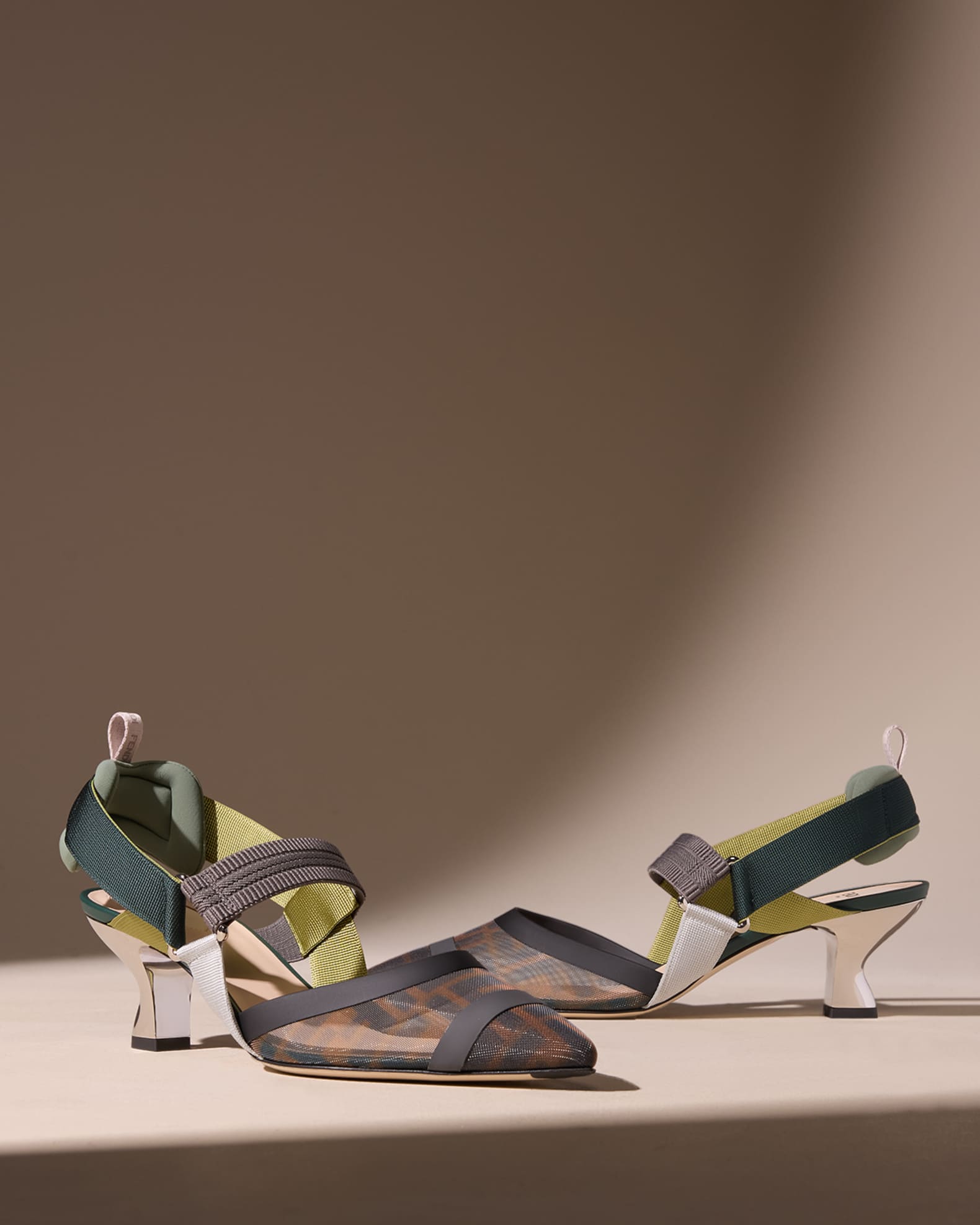 【送料&関税込】Fendi ColibrA¬ Mesh Slingback With Ff Embroi Fendi Colibri 55mm FF Mesh Slingback Pumps | Neiman Marcus