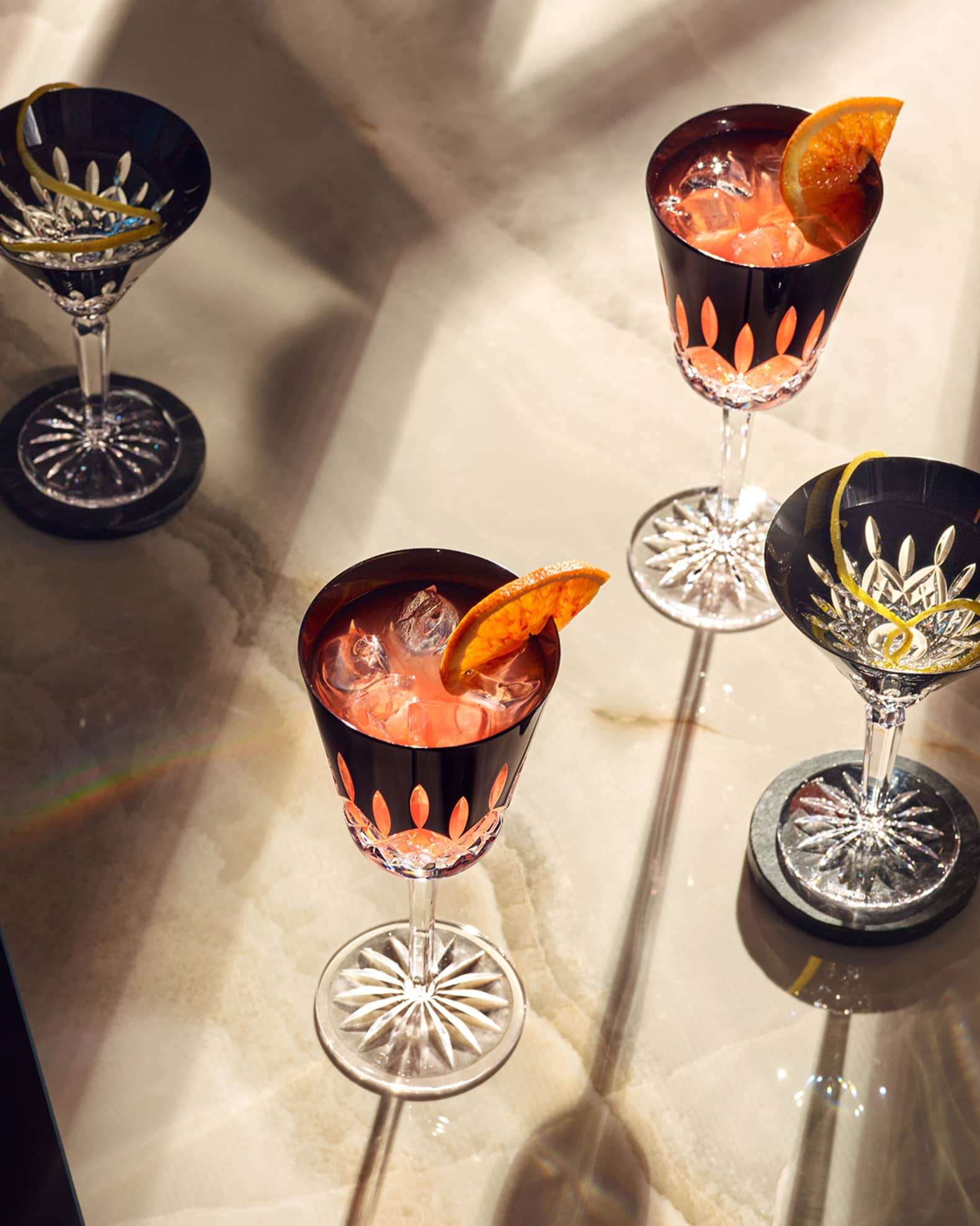 Lismore Black Crystal Goblets, Set of 2 1