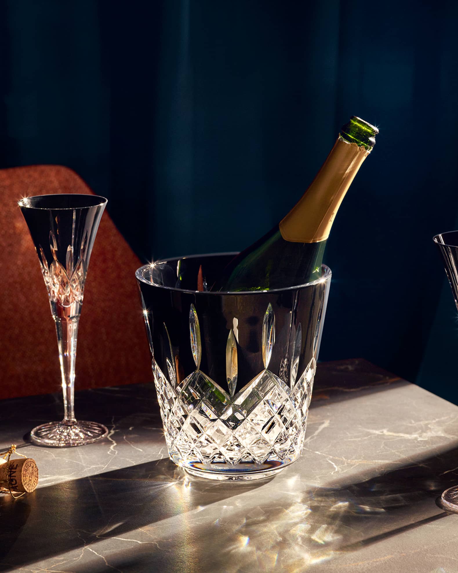 Lismore Black Flute Glasses, Set of 2 1