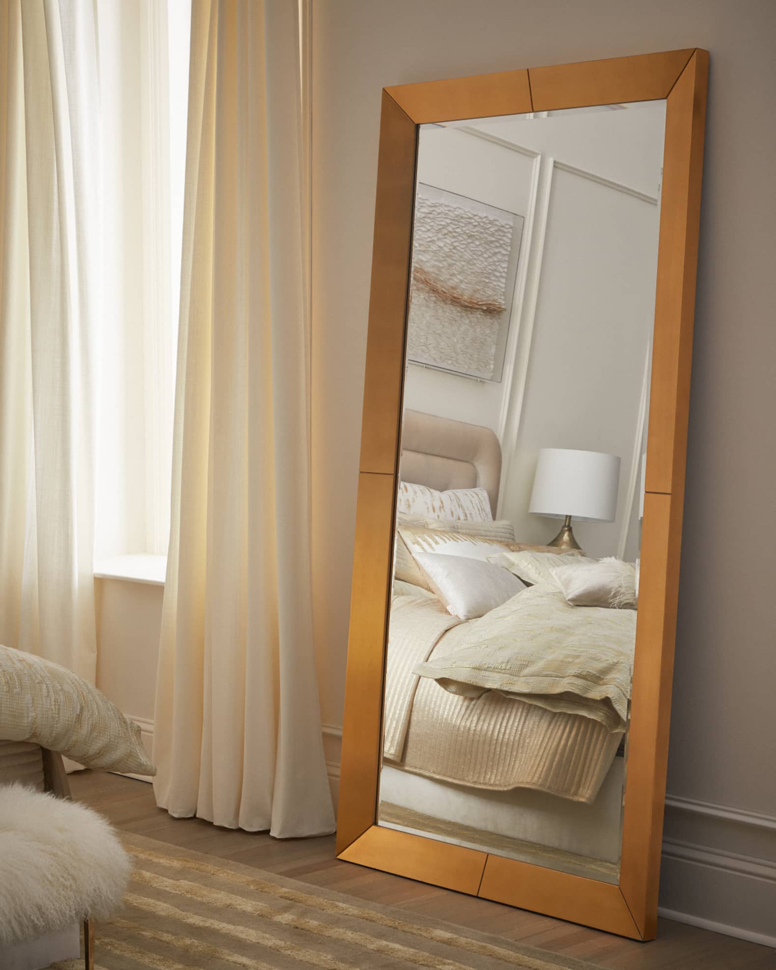 Katherine Noble by BMC Ishana Gold Leaf Floor Mirror | Neiman Marcus