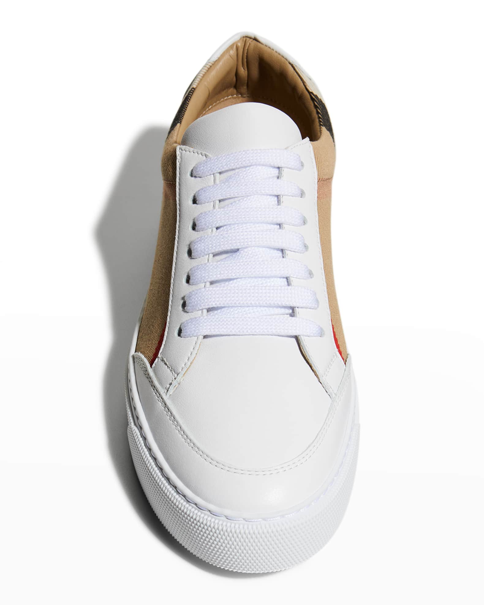 Burberry New Salmond Check Leather Sneakers | Neiman Marcus