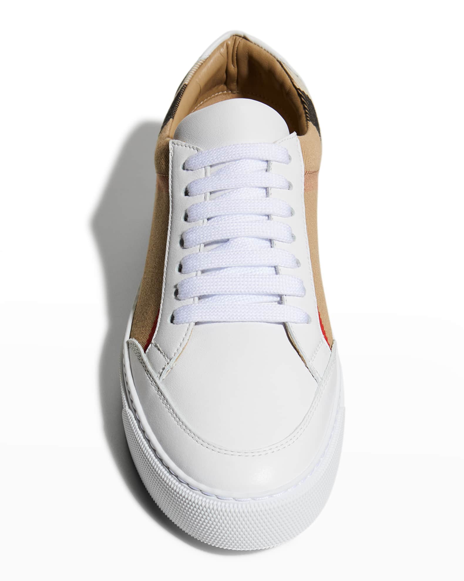 Burberry New Salmond Check Leather Sneakers Neiman Marcus