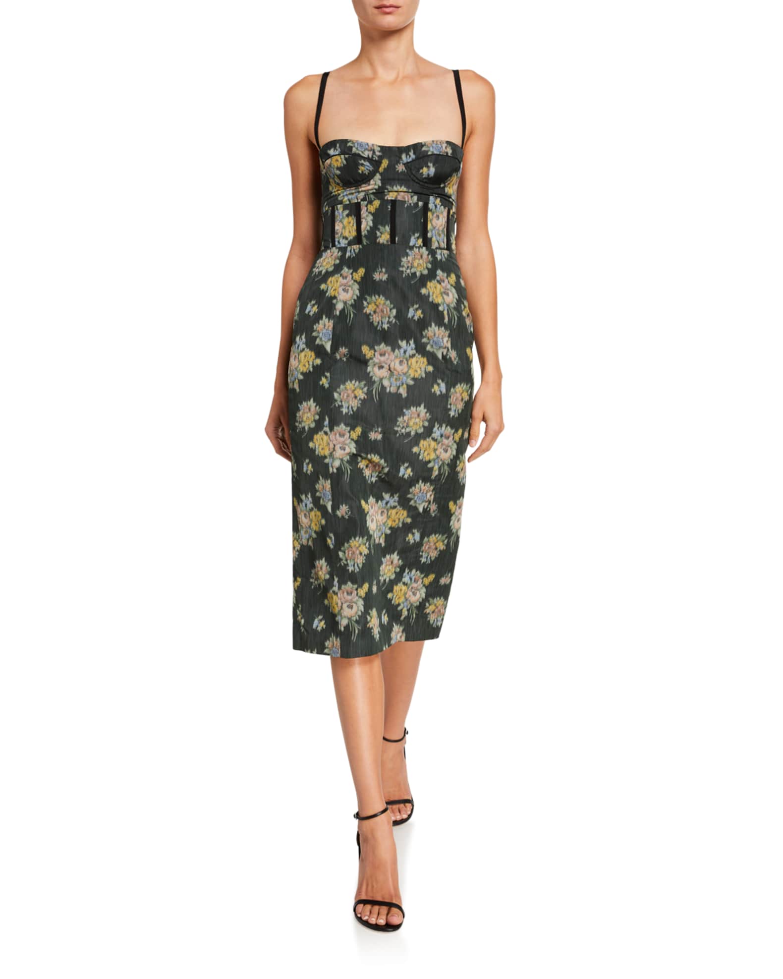 Brock Collection Floral Print Balconette Dress Neiman Marcus