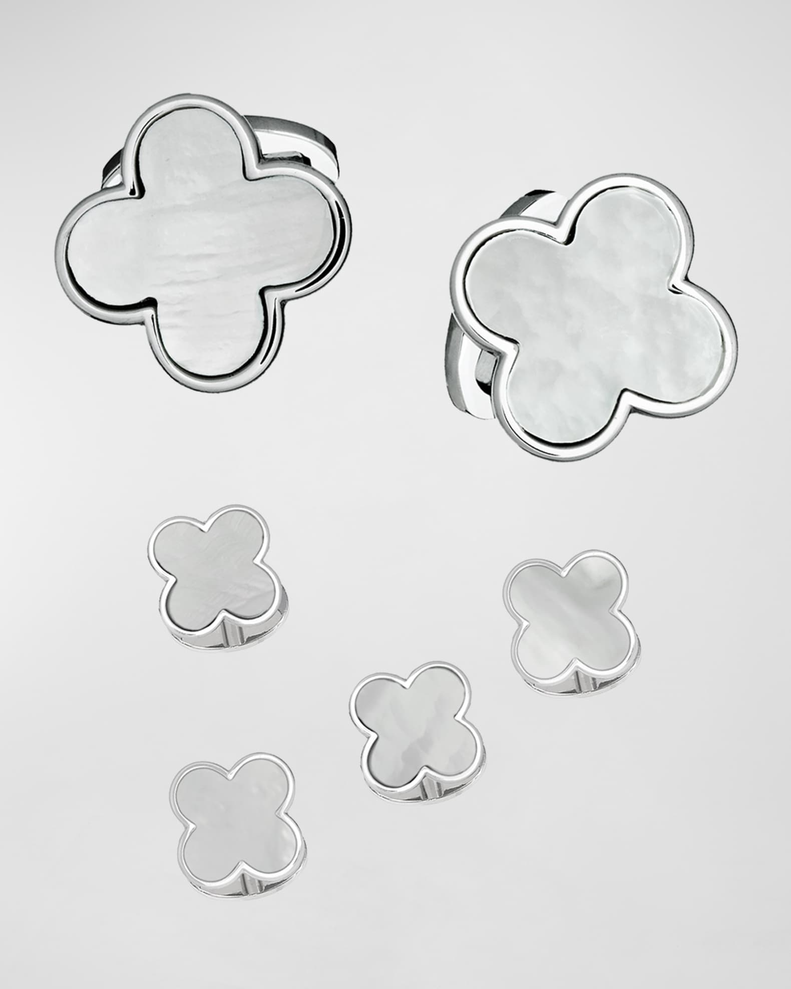 Men's Mother-of-Pearl Clover Cufflink Stud Set 0