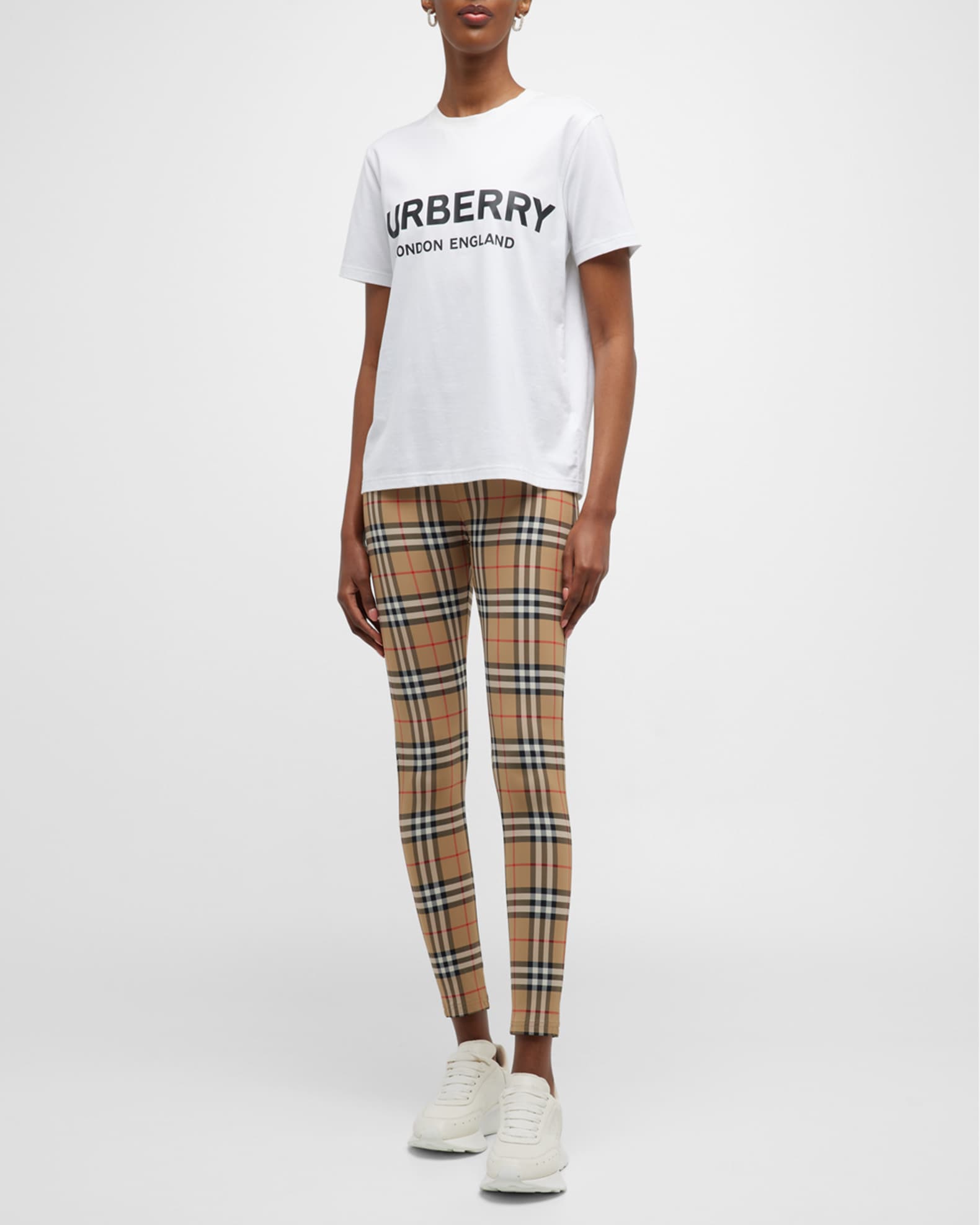 Burberry Belvoir Vintage-Check Leggings | Neiman Marcus