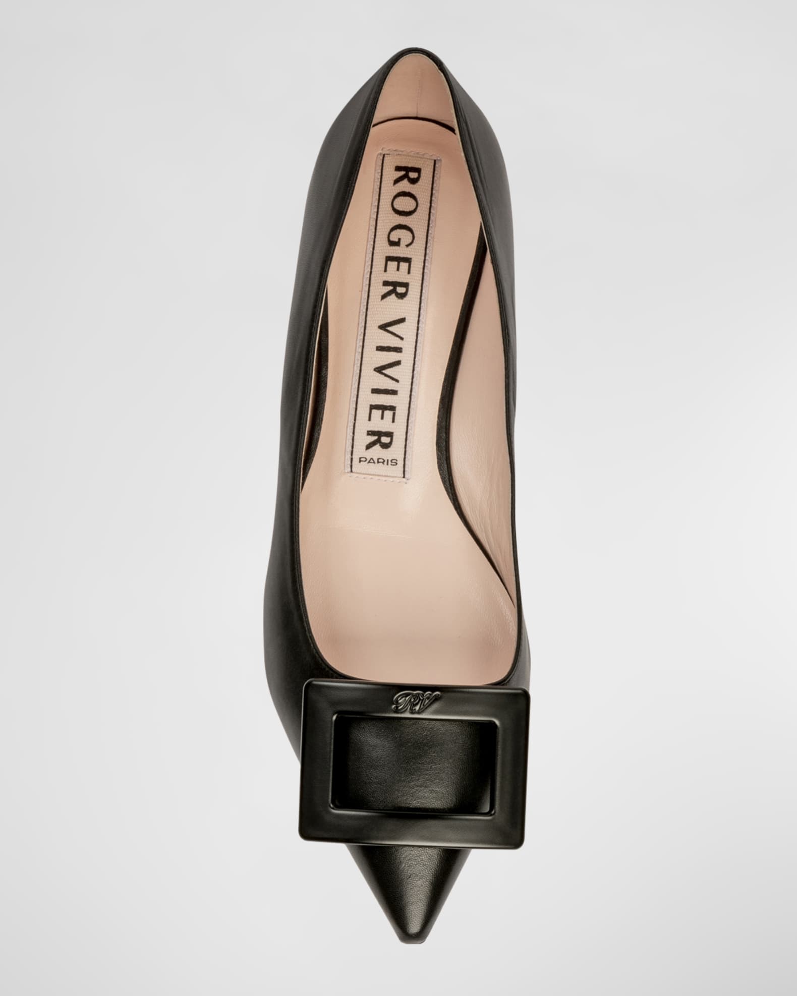 Roger Vivier Gommettine Leather Ballet Flats with Tonal Buckle
