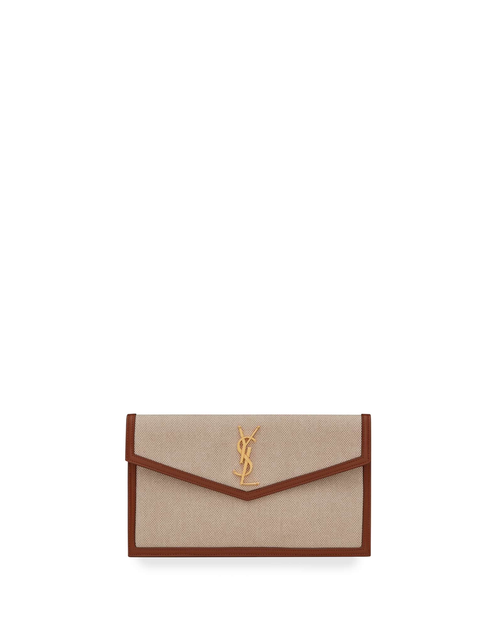 Uptown Medium YSL Monogram Canvas Clutch Bag 0