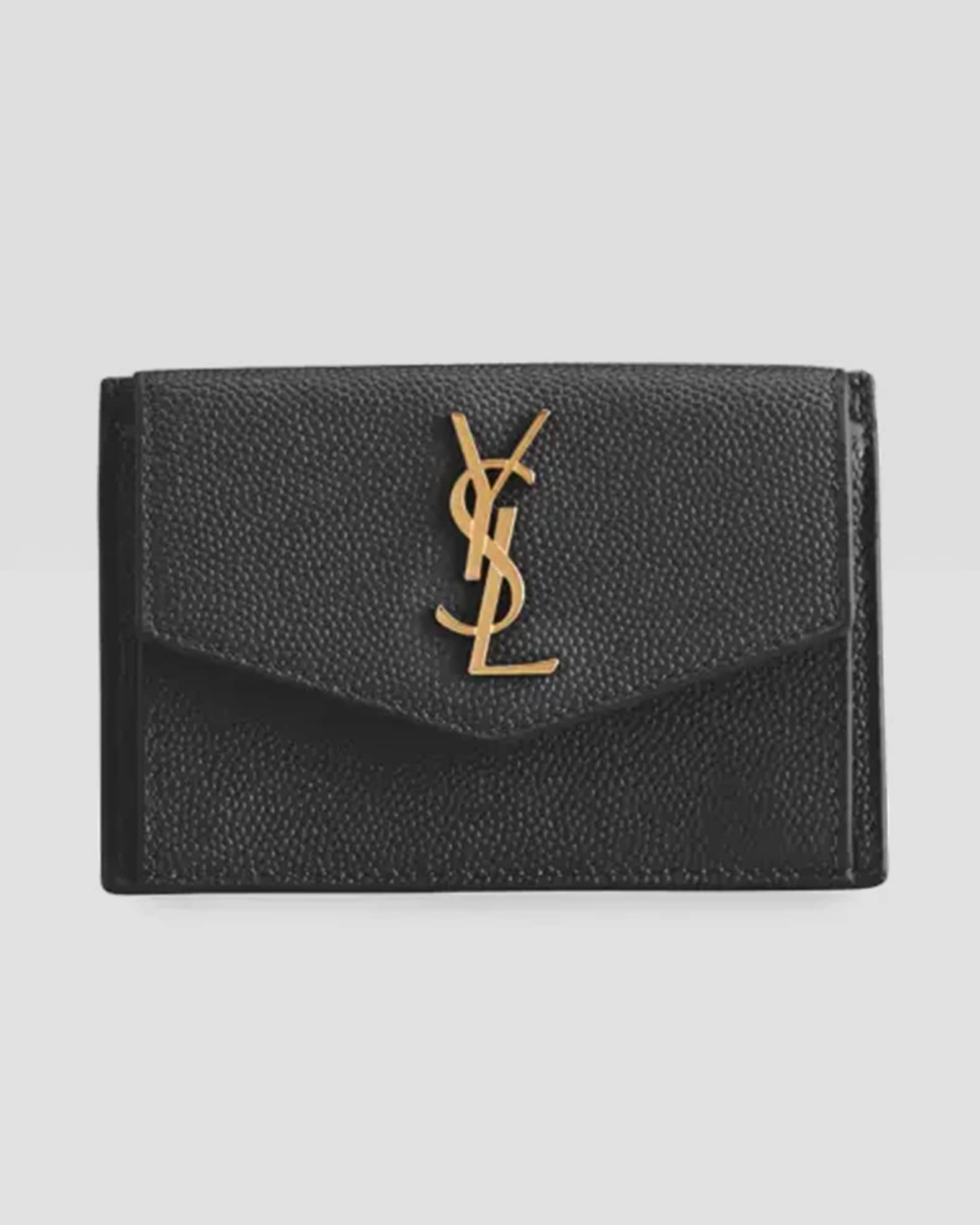 【SAINT LAURENT】MONOGRAM WALLET Saint Laurent YSL Monogram Flap Card Case in Grained Leather