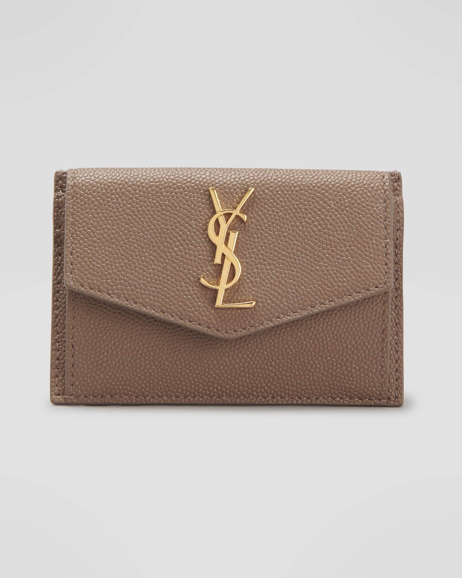 Saint Laurent YSL Flap Top Leather Envelope Wallet Neiman Marcus