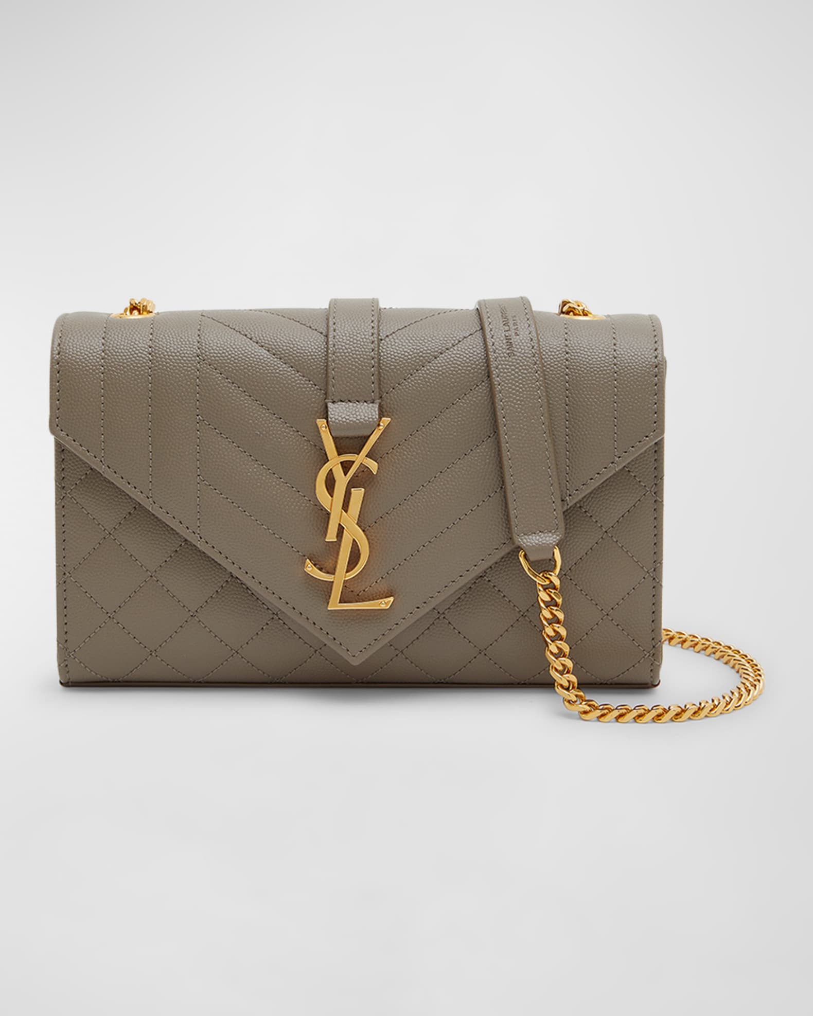 Saint Laurent Envelope Triquilt Small YSL Shoulder Bag in Grained