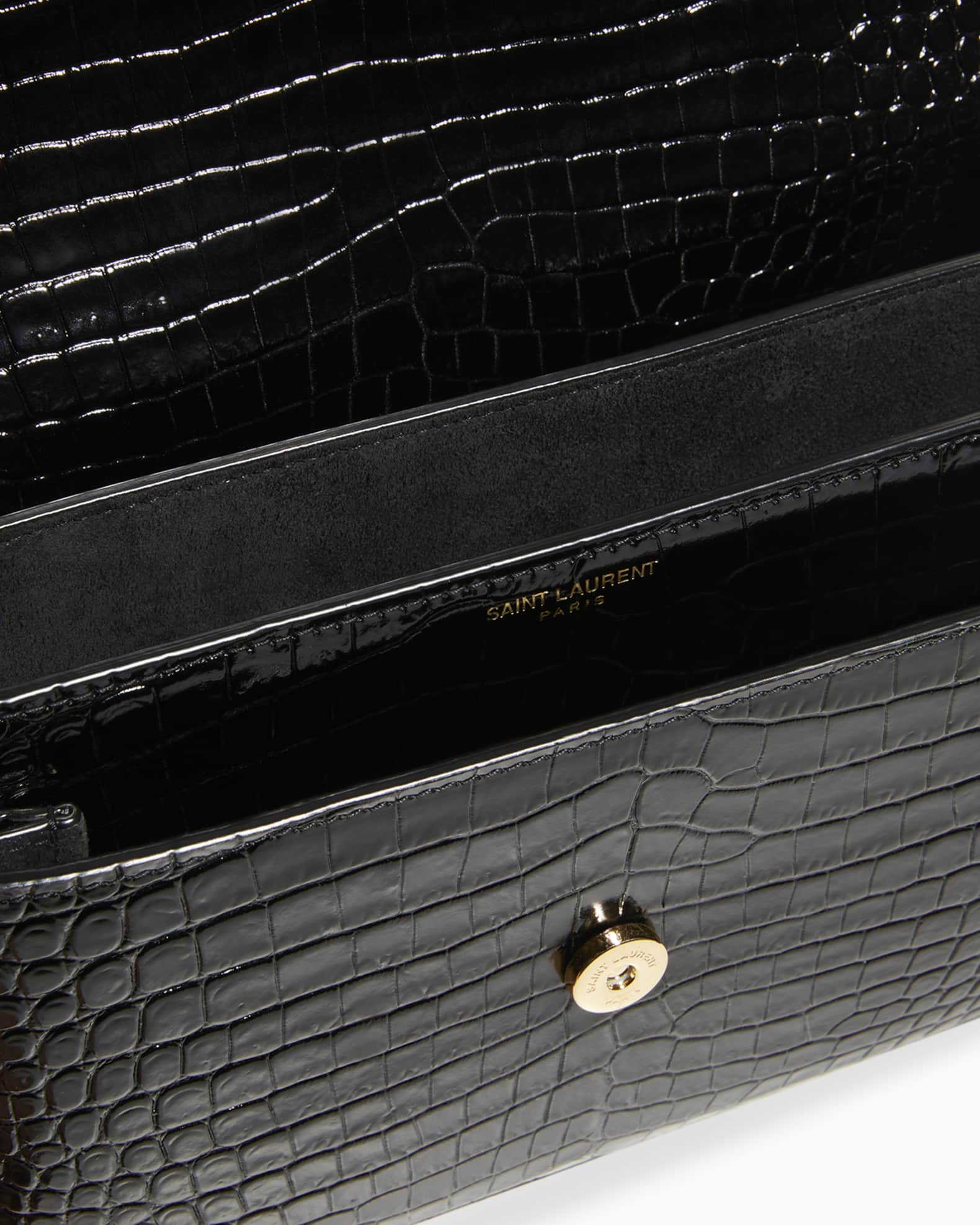 🔥 Rare 🔥 YSL Saint Laurent Sunset croc So Black - Medium, Luxury