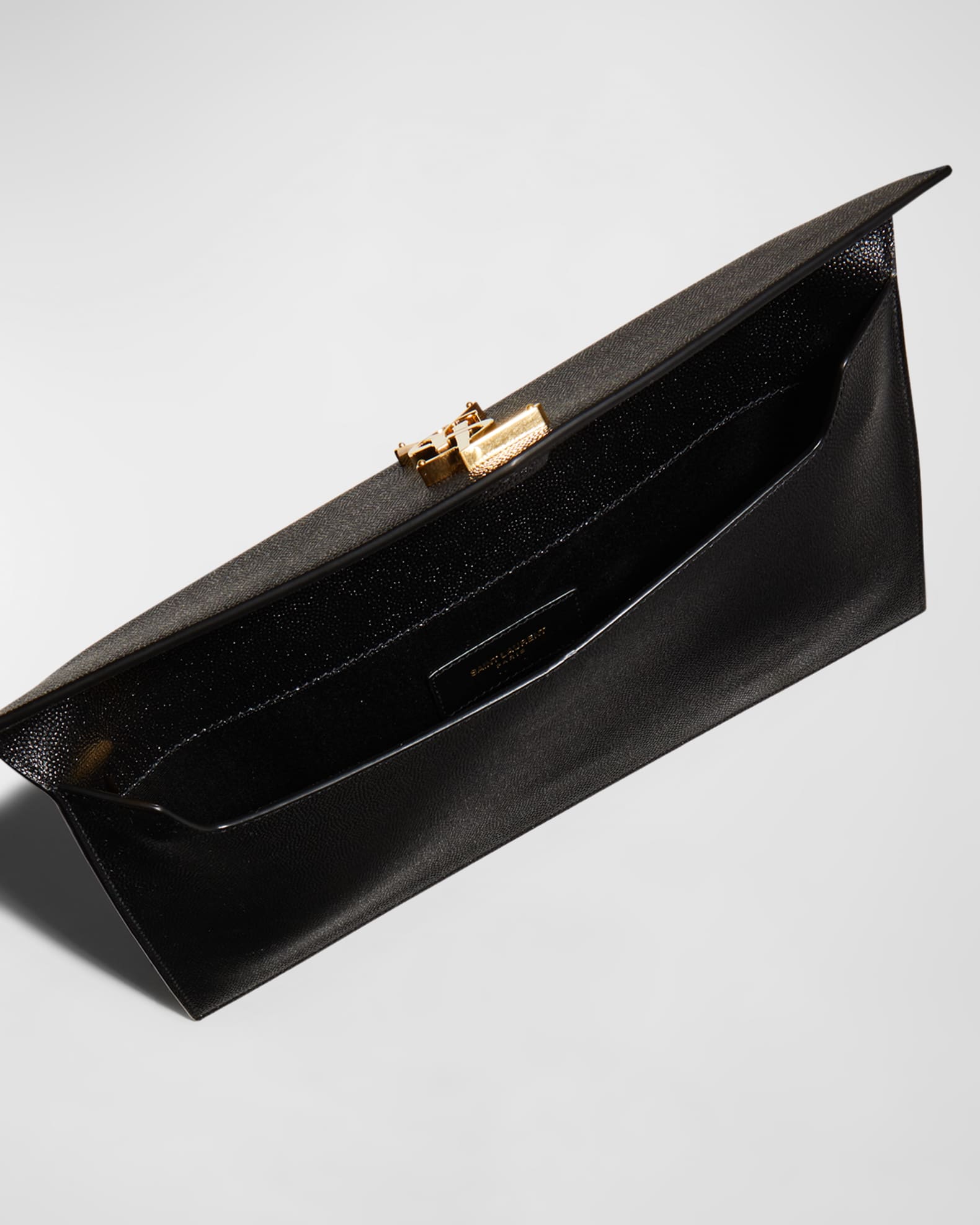 Saint Laurent アップタウン ポーチ Saint Laurent Uptown YSL Pouch in Grained Leather | Neiman