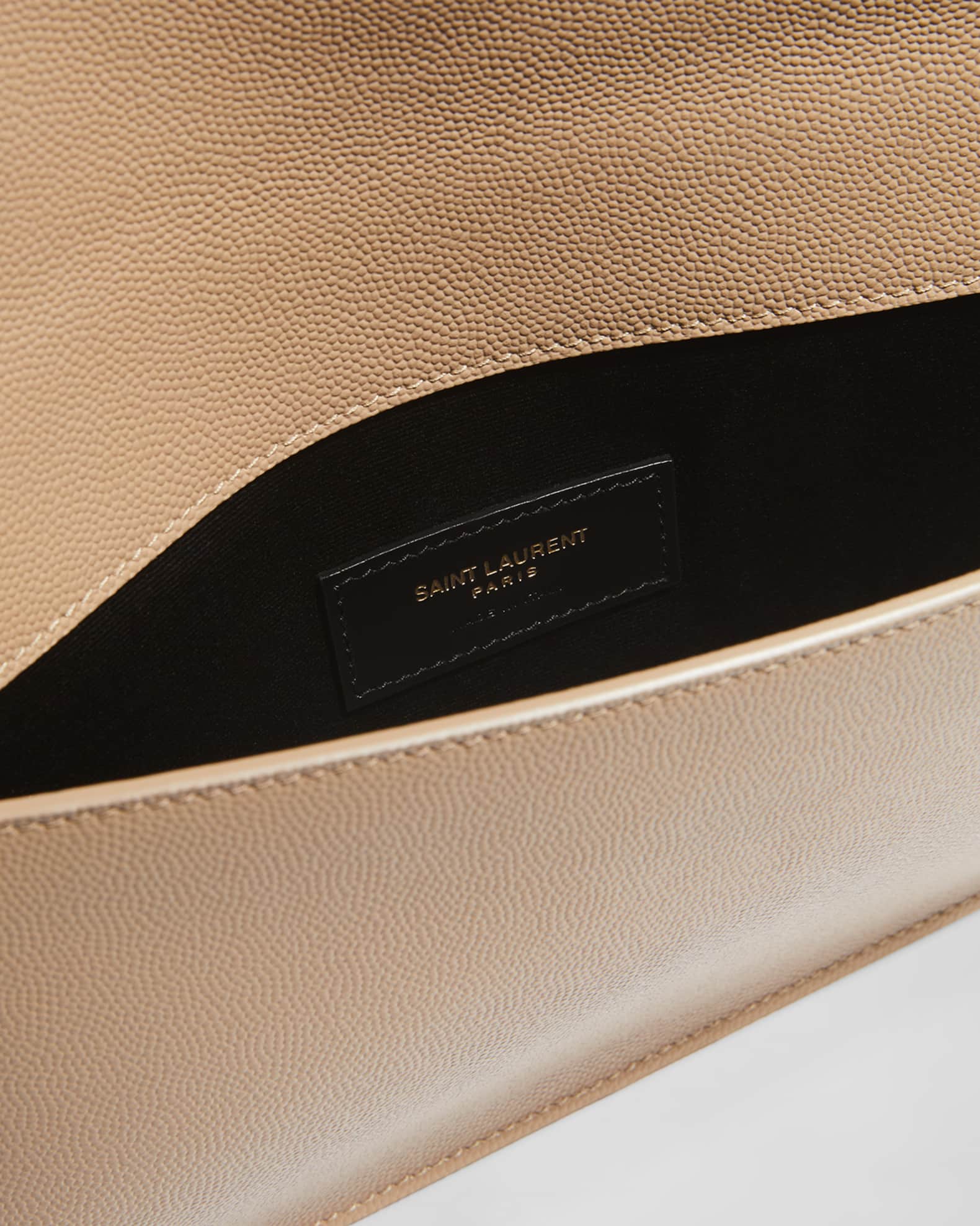 Saint Laurent Uptown YSL Pouch in Grained Leather Neiman Marcus