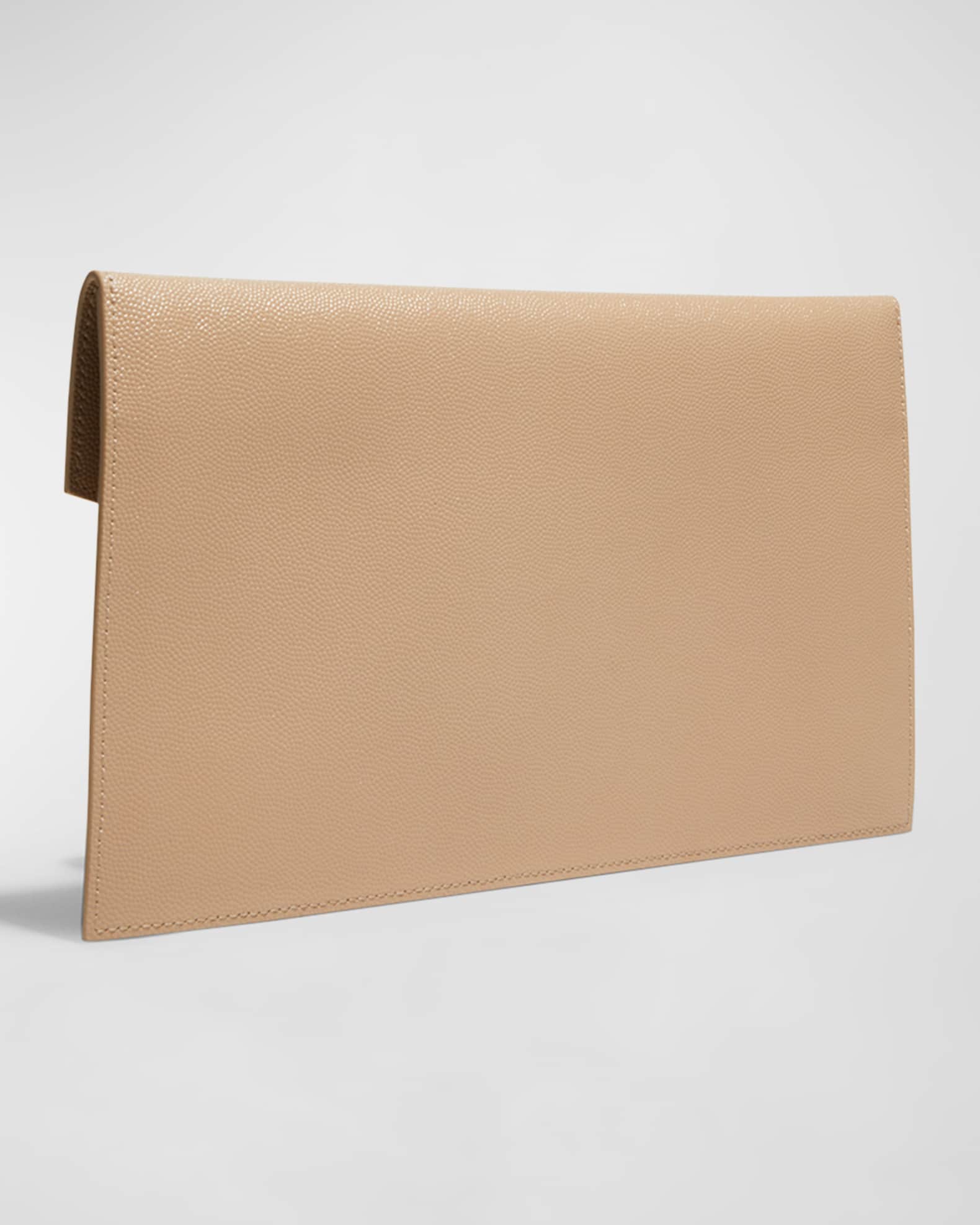 Cassandre classic chain wallet in powder grain leather dark beige