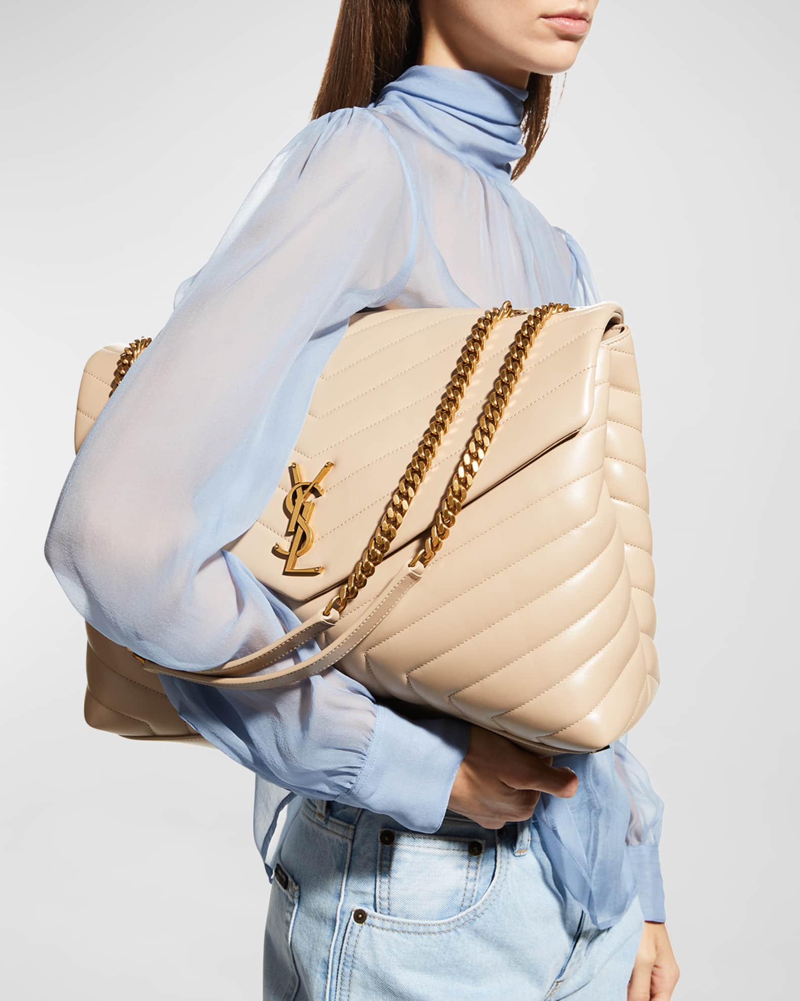Ysl loulou medium dark beige new arrivals