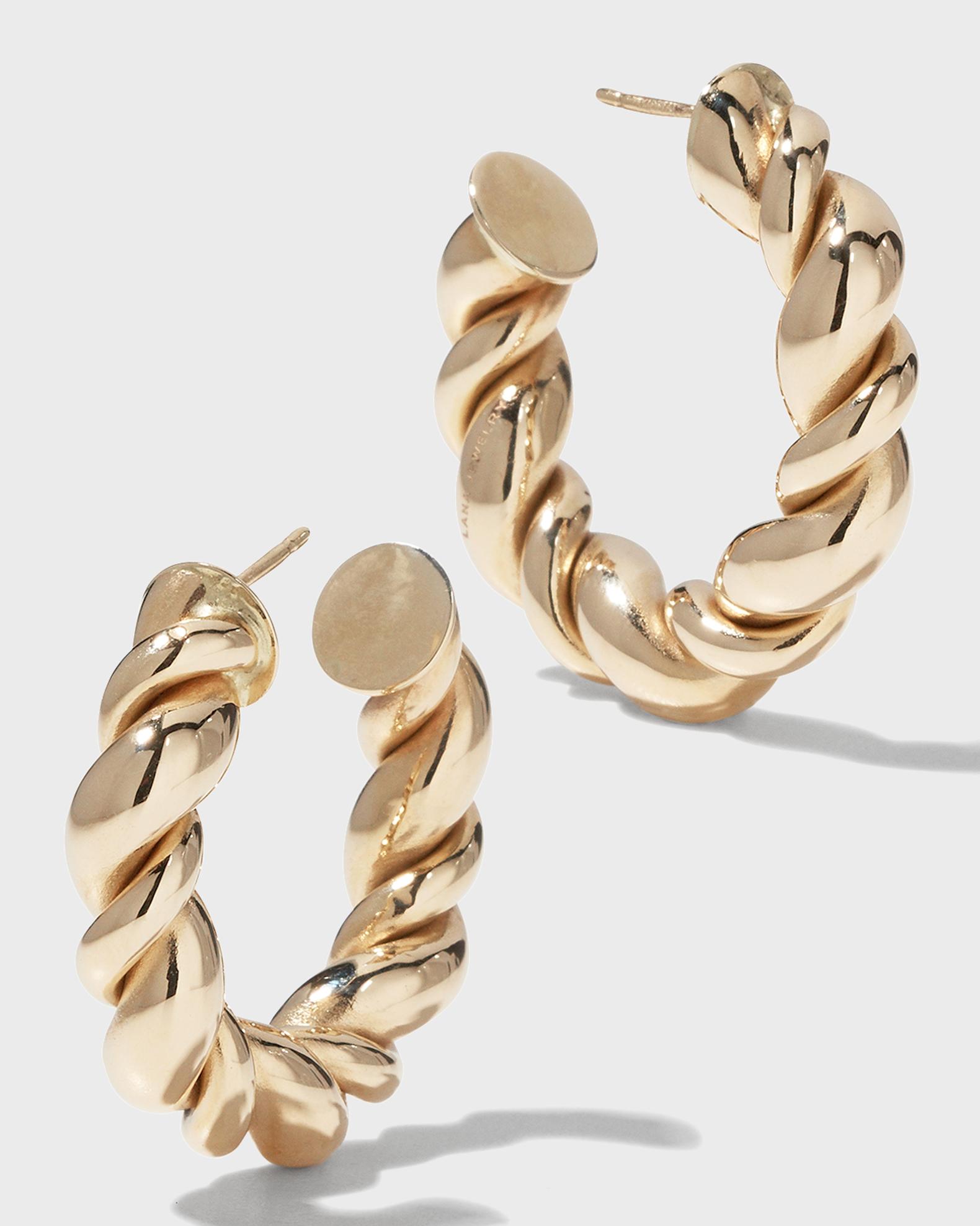 Lana 14k Wide Braided Hollow Hoop Earrings Neiman Marcus