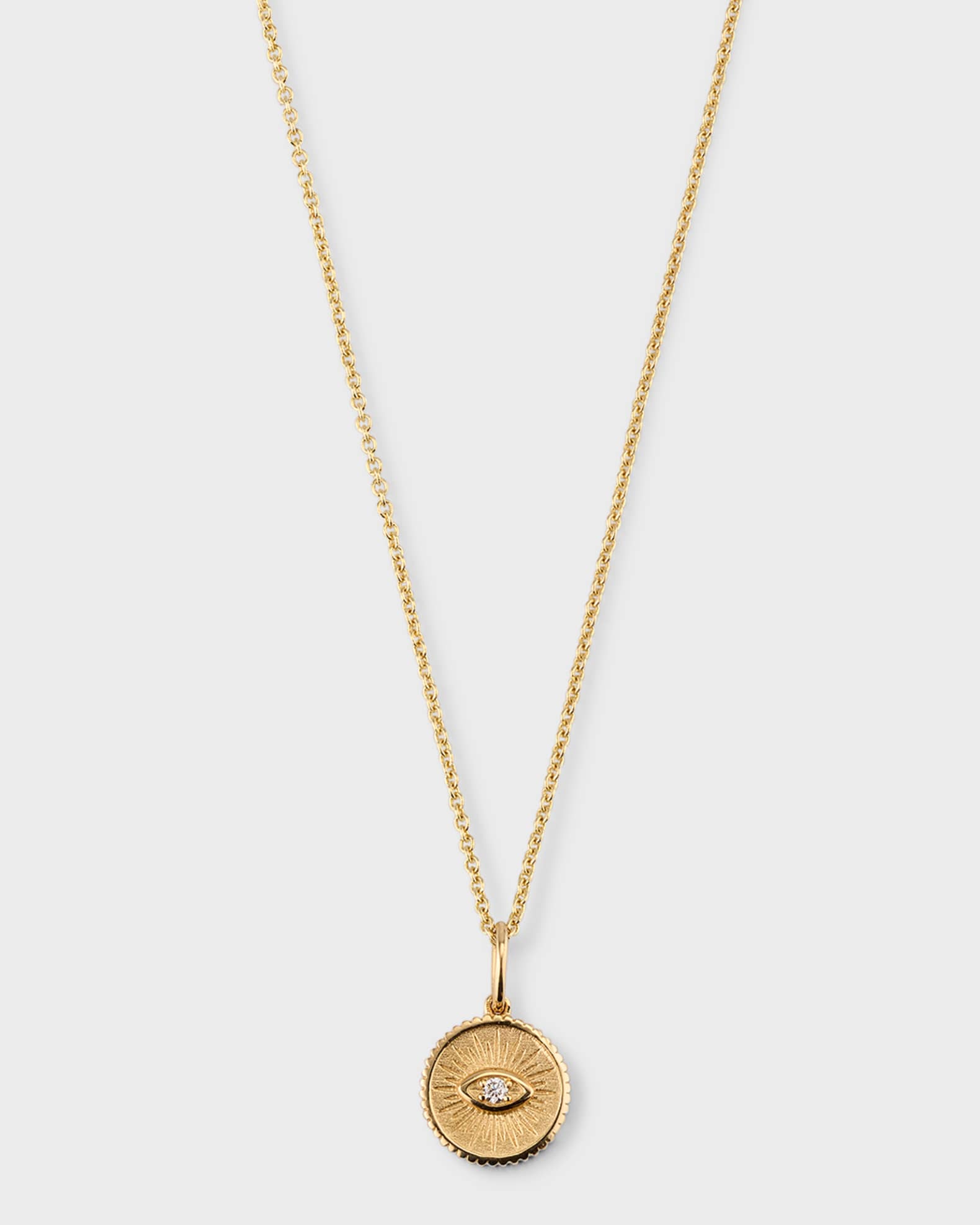14k Diamond Evil Eye Coin Necklace 0