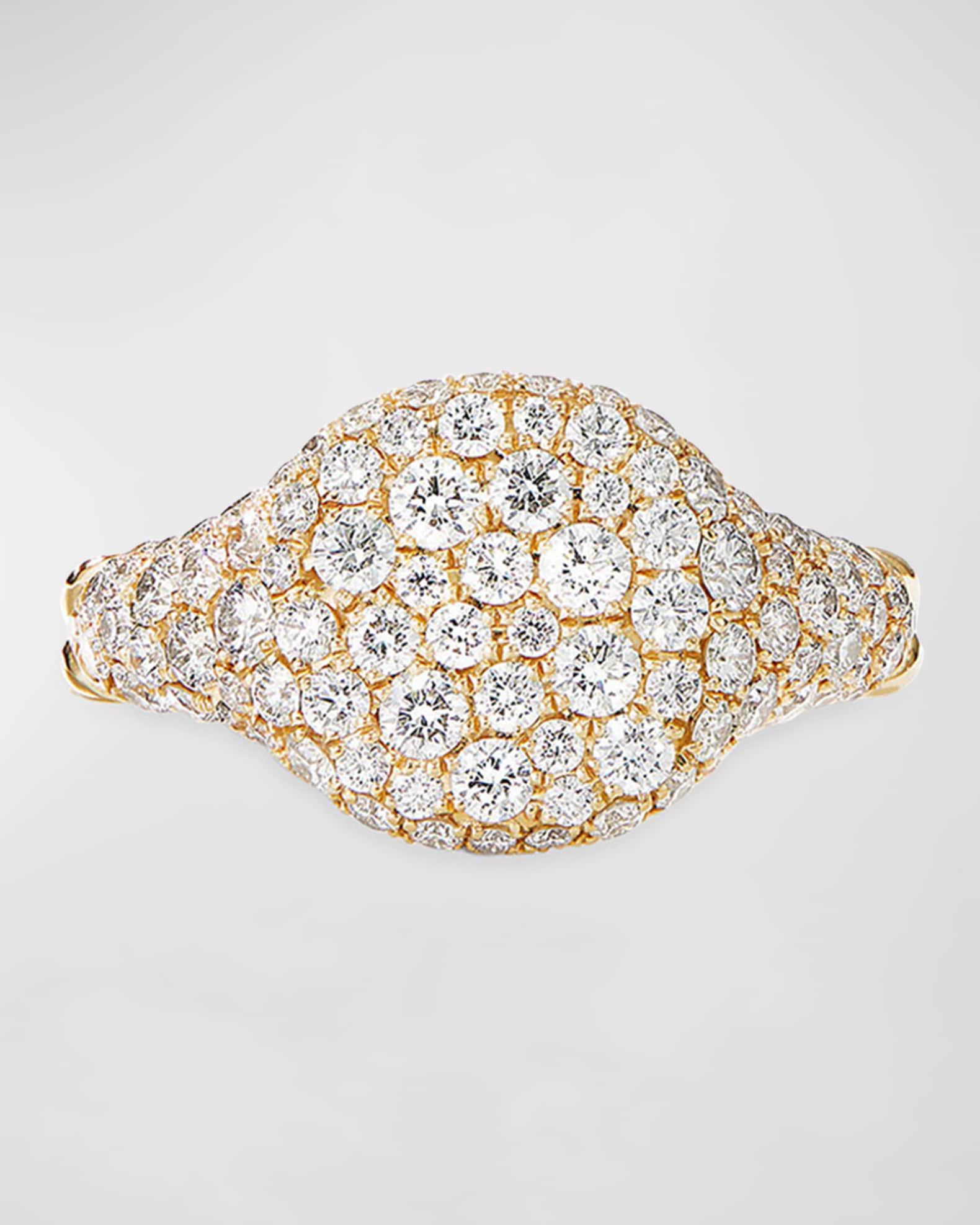 David Yurman Mini Chevron Pave Diamond Pinky Ring in 18k Yellow Gold ...