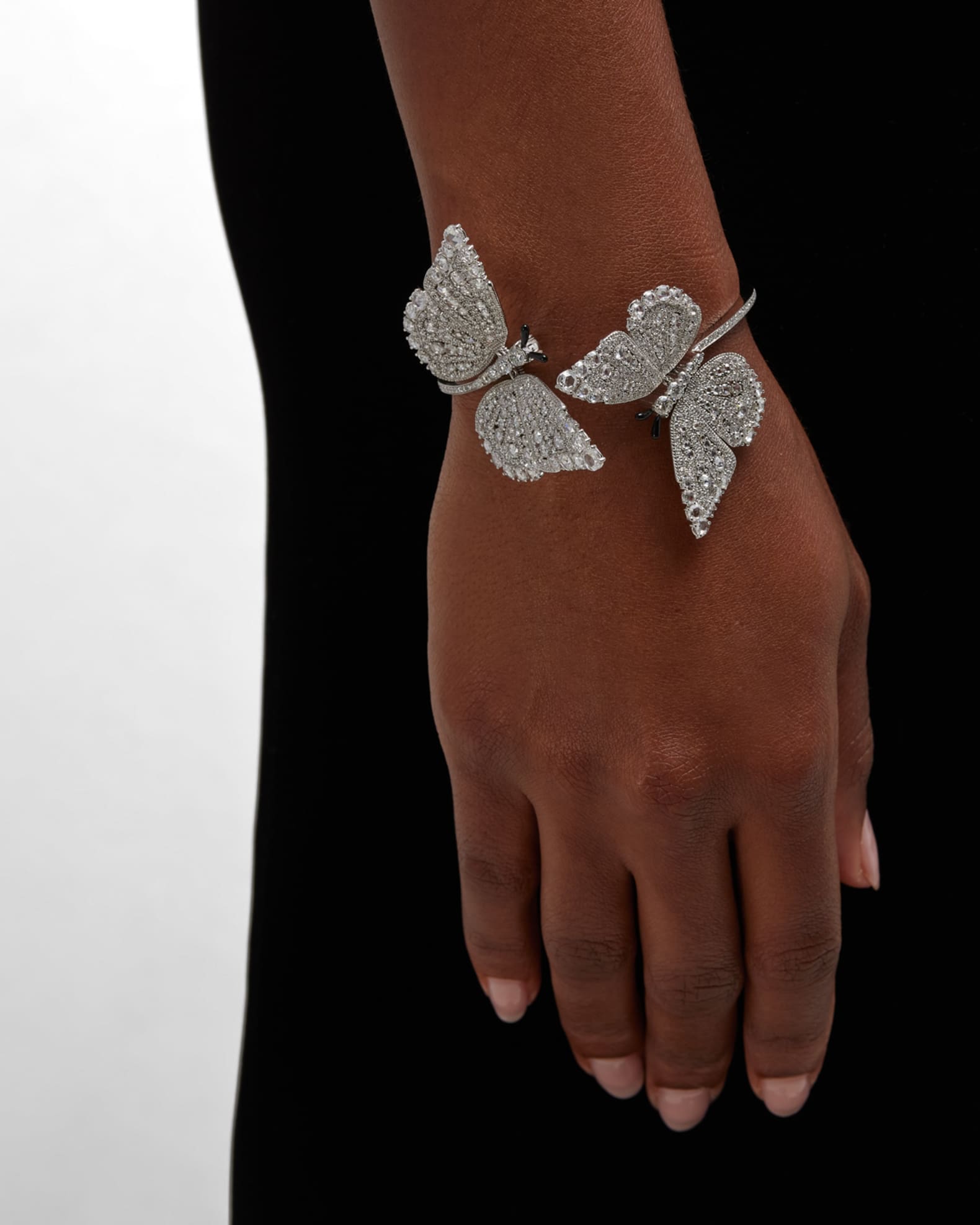 STAURINO 18K White Gold Diamond 2 Butterfly Bracelet Women s Bracelets Diamond Bracelets