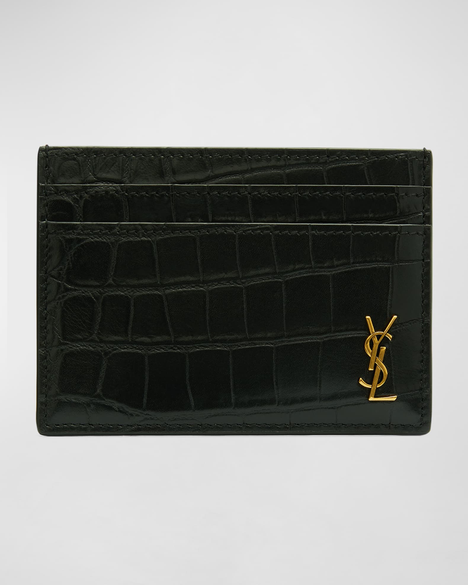 Ysl croc embossed card holder 2025