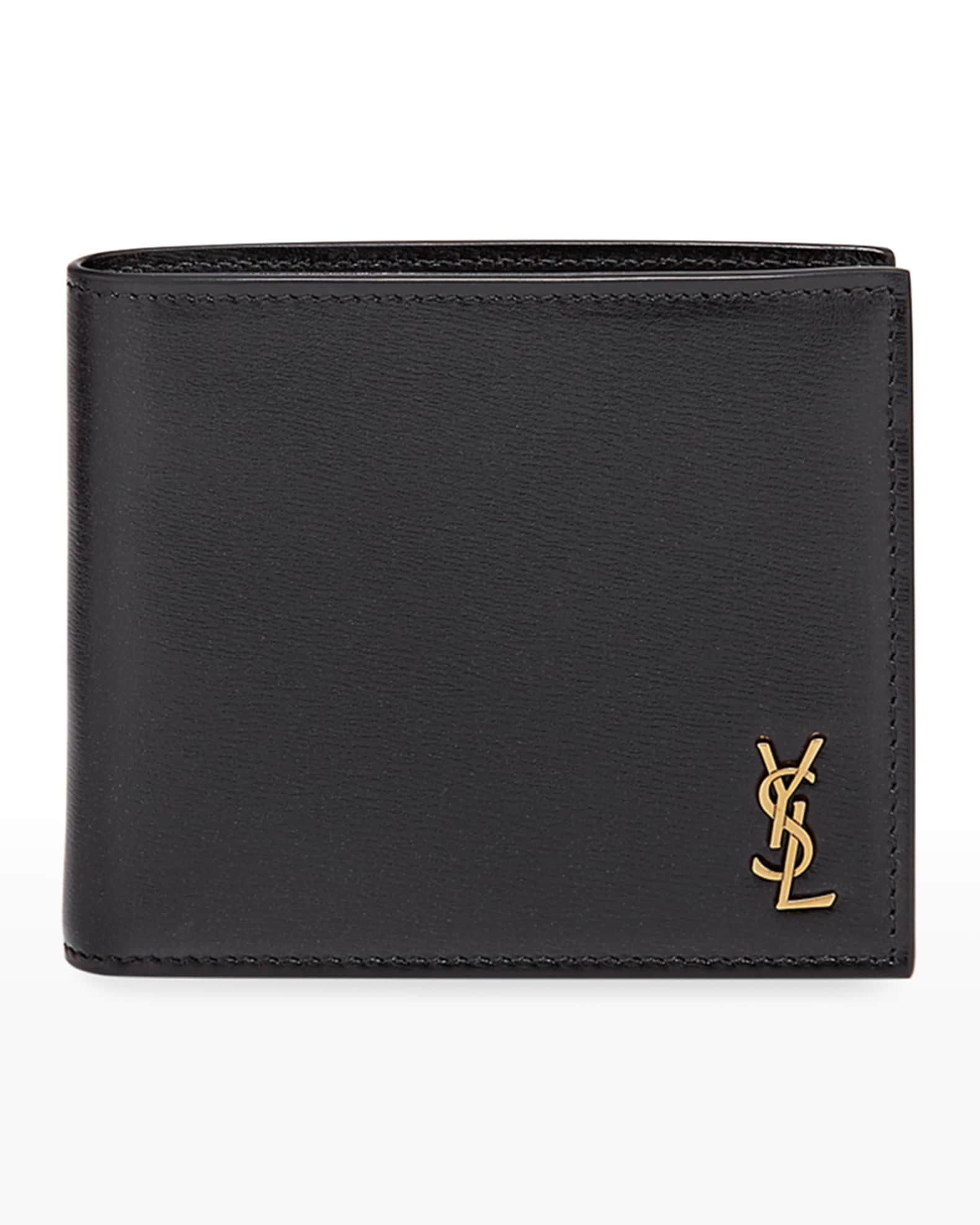 折りたたみ財布 Saint Laurent Portafoglio East West Monogram In Pelle Saint Laurent Men's YSL East-West Logo Bi-Fold Wallet