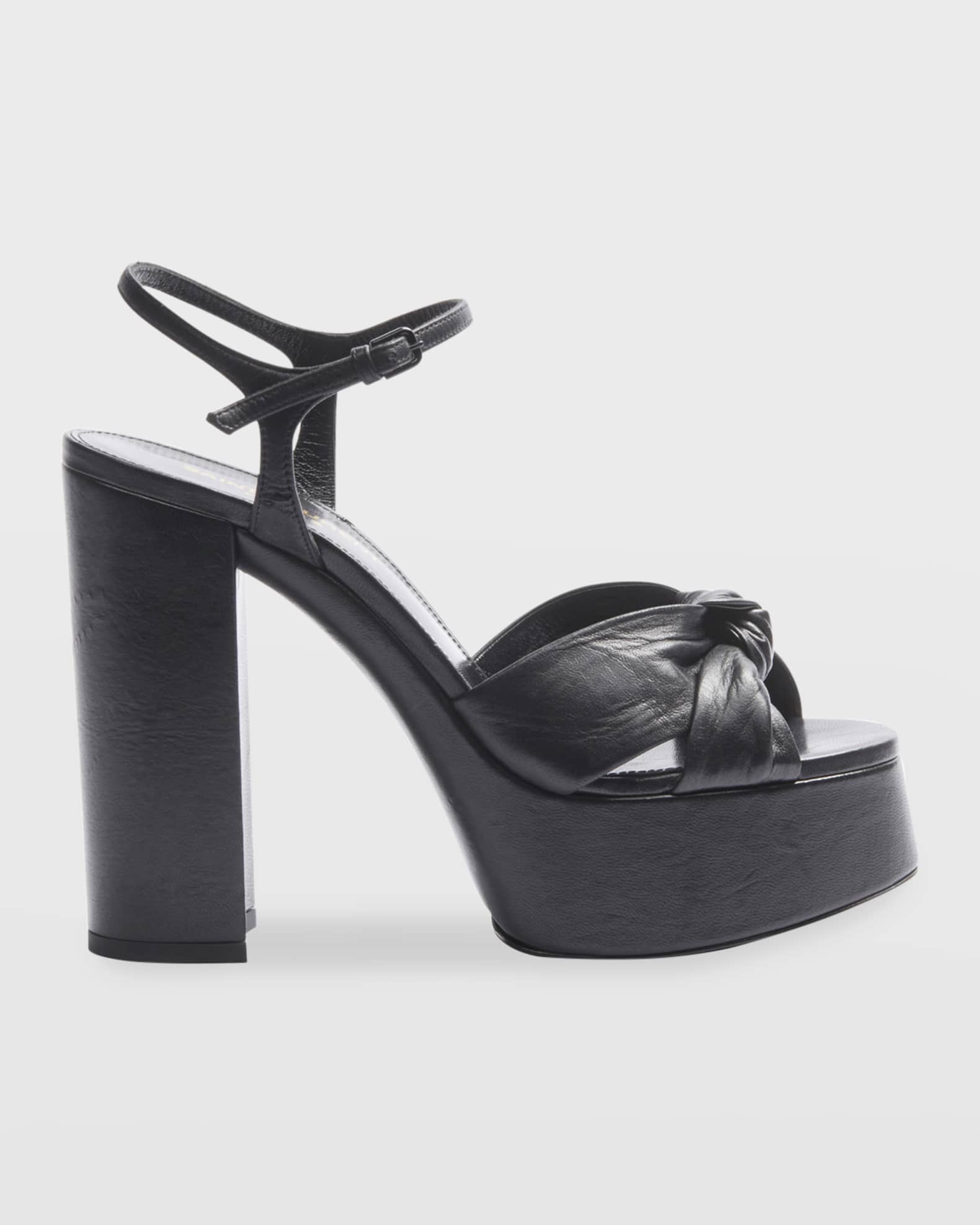 Saint Laurent Bianca Node 85mm Platform Sandals | Neiman Marcus