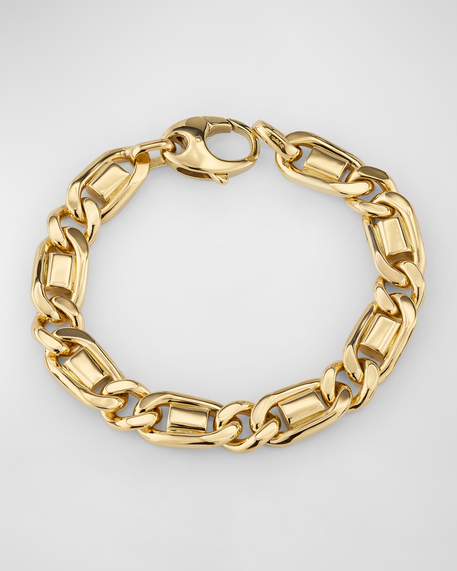 Estate La Pepica 18K Yellow Gold Bar and Curb Link Gents Bracelet 0