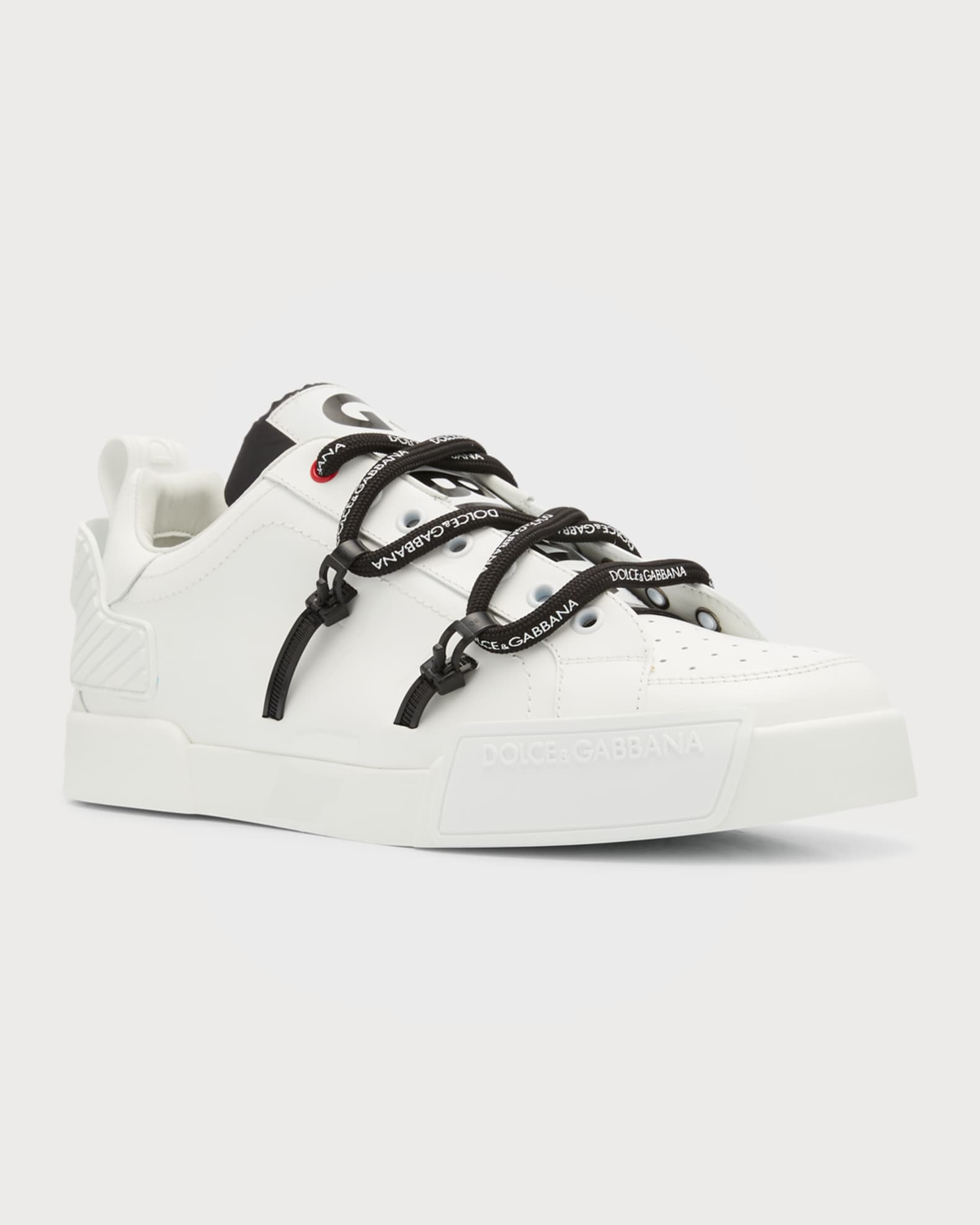 Dolce Gabbana Portofino Leather Logo Sneakers Black White