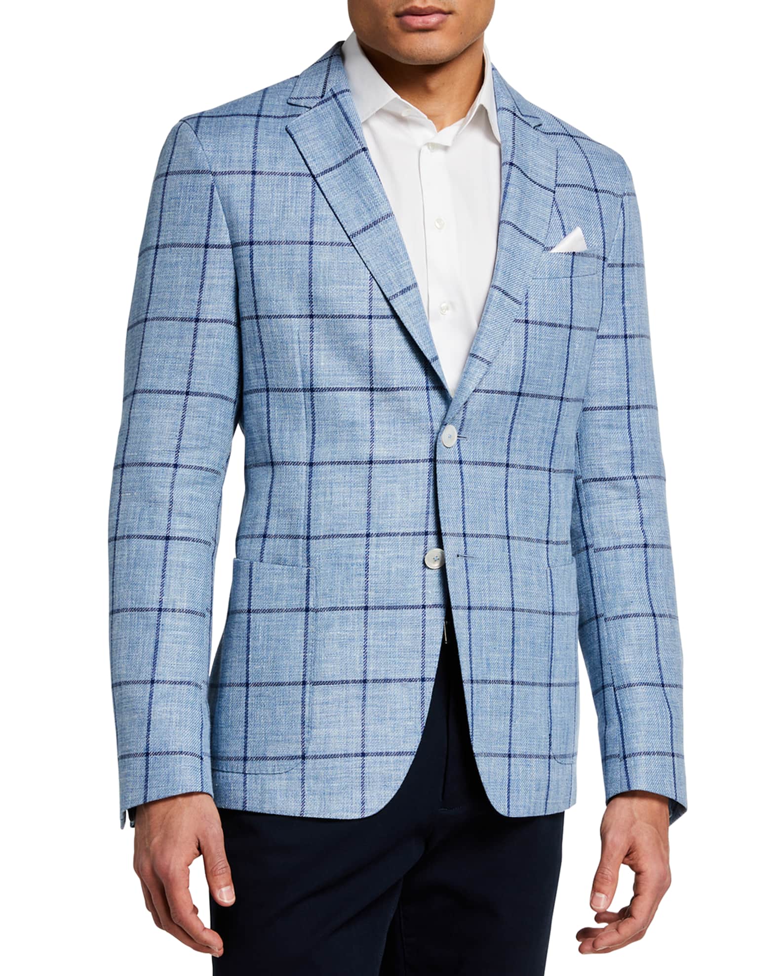 BOSS Men's Nold LinenBlend Windowpane Sport Jacket Neiman Marcus