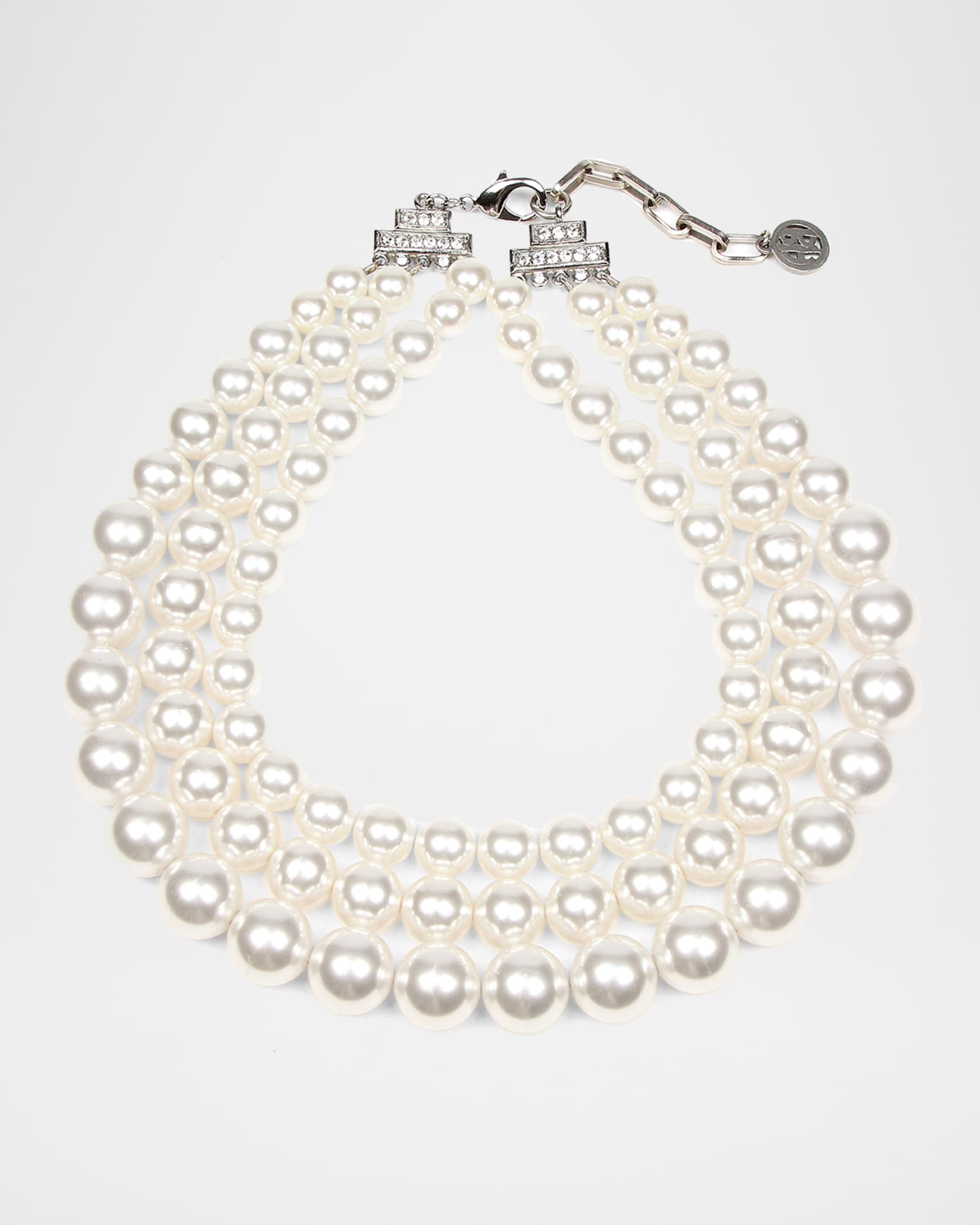 Triple Glass-Pearl Strand Necklace 0