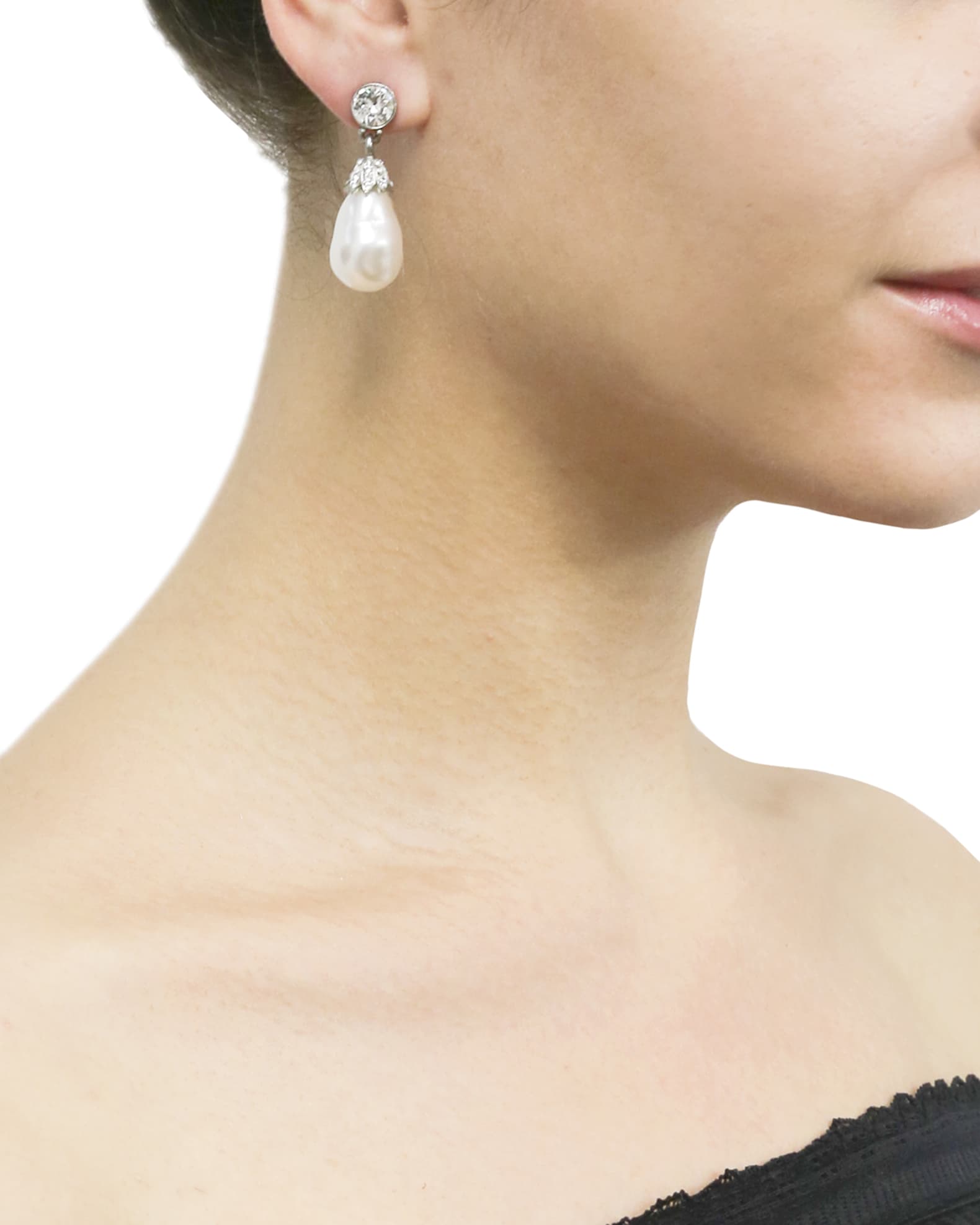 Baroque Glass-Pearl Crystal Drop Earrings 1