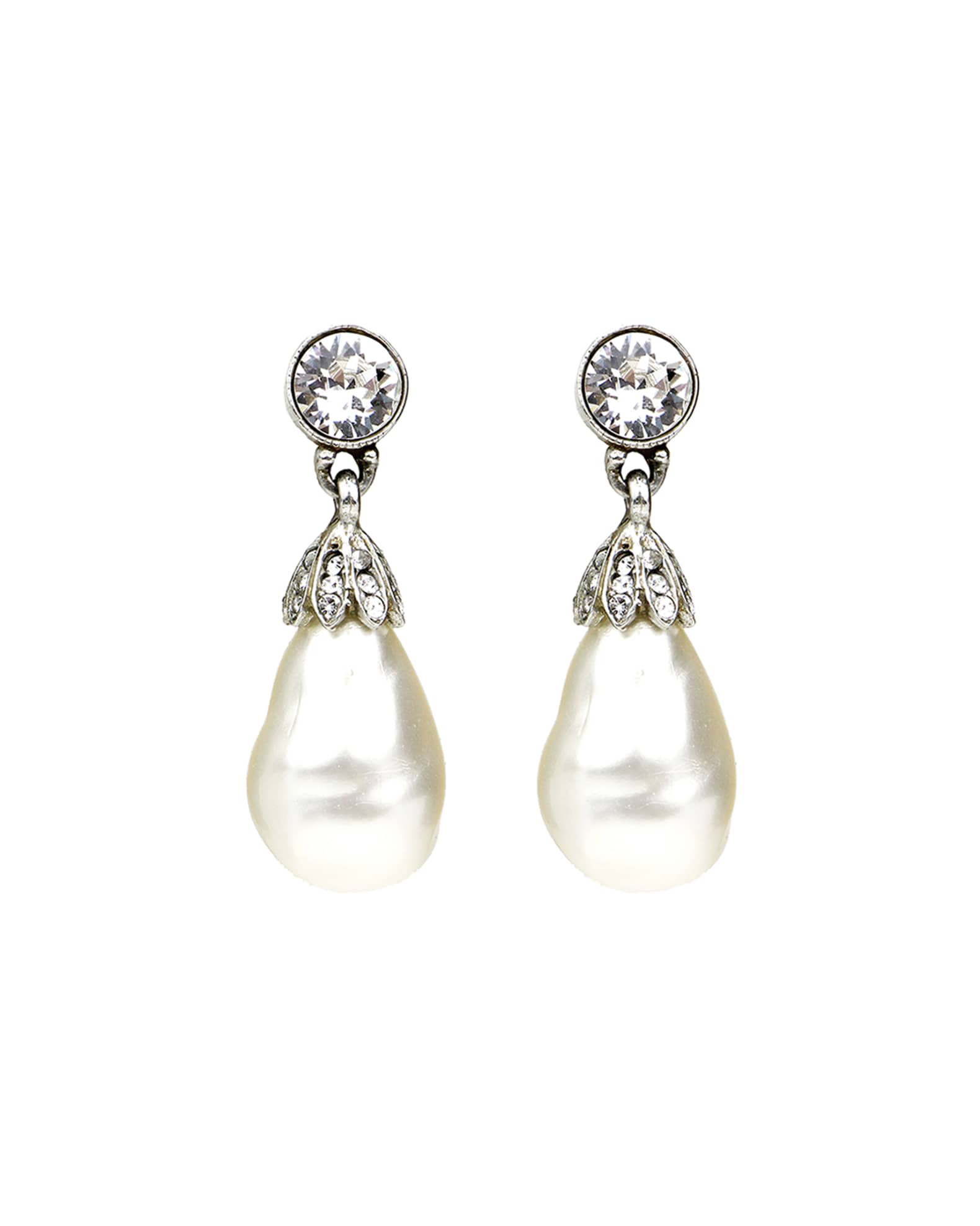 Baroque Glass-Pearl Crystal Drop Earrings 0